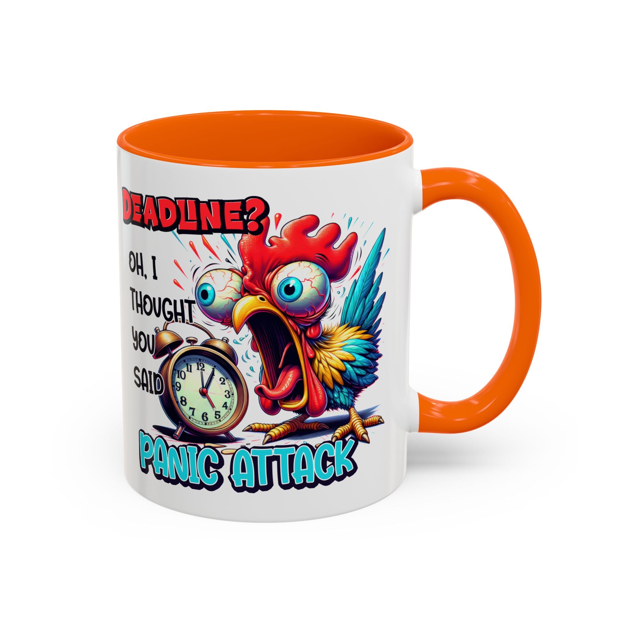 Funny Panic Attack Coffee Mug, Quirky Rooster Mug for Stress Relief, Gift for Teachers, Office Humor, Coworker Gift, Fun Coffee Cup