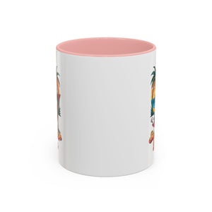 Summer Vibes Coffee Mug, Tropical Cat Mug, Beach Lover Gift, Fun Animal Sipware, Vacation-themed Drinkware, Pet Lover Cup