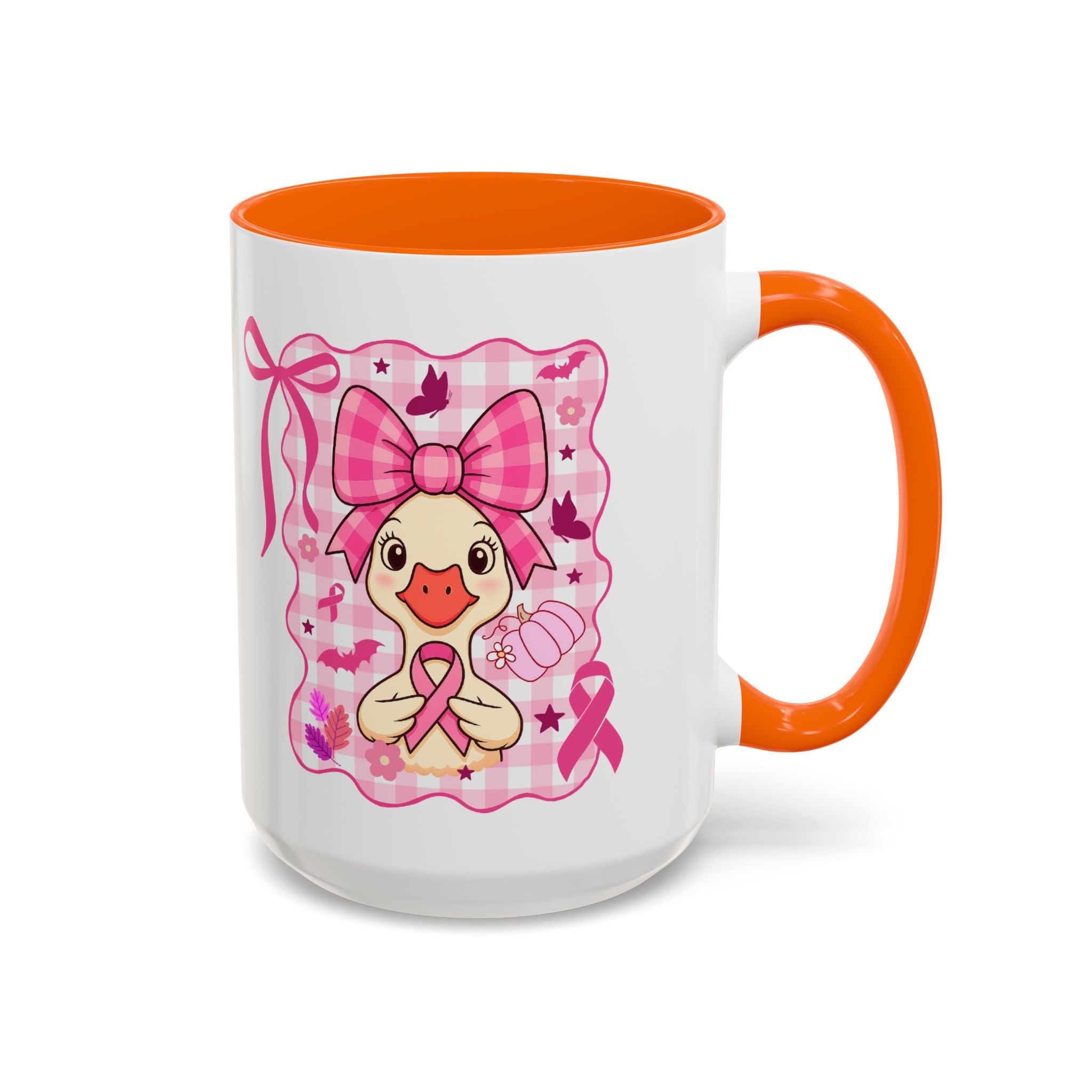 Pink Ribbon Duck Coffee Mug for Breast Cancer Awareness, Cute Gift for Her, Supportive Breast Cancer Mug, Unique Coffee Cup, Holiday Present