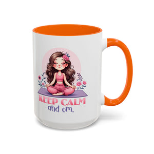 Relaxing Yoga Coffee Mug, Keep Calm and Om Mug, Inspirational Gift, Meditation Mug, Self-Care Coffee Cup, Yoga Lover's Gift