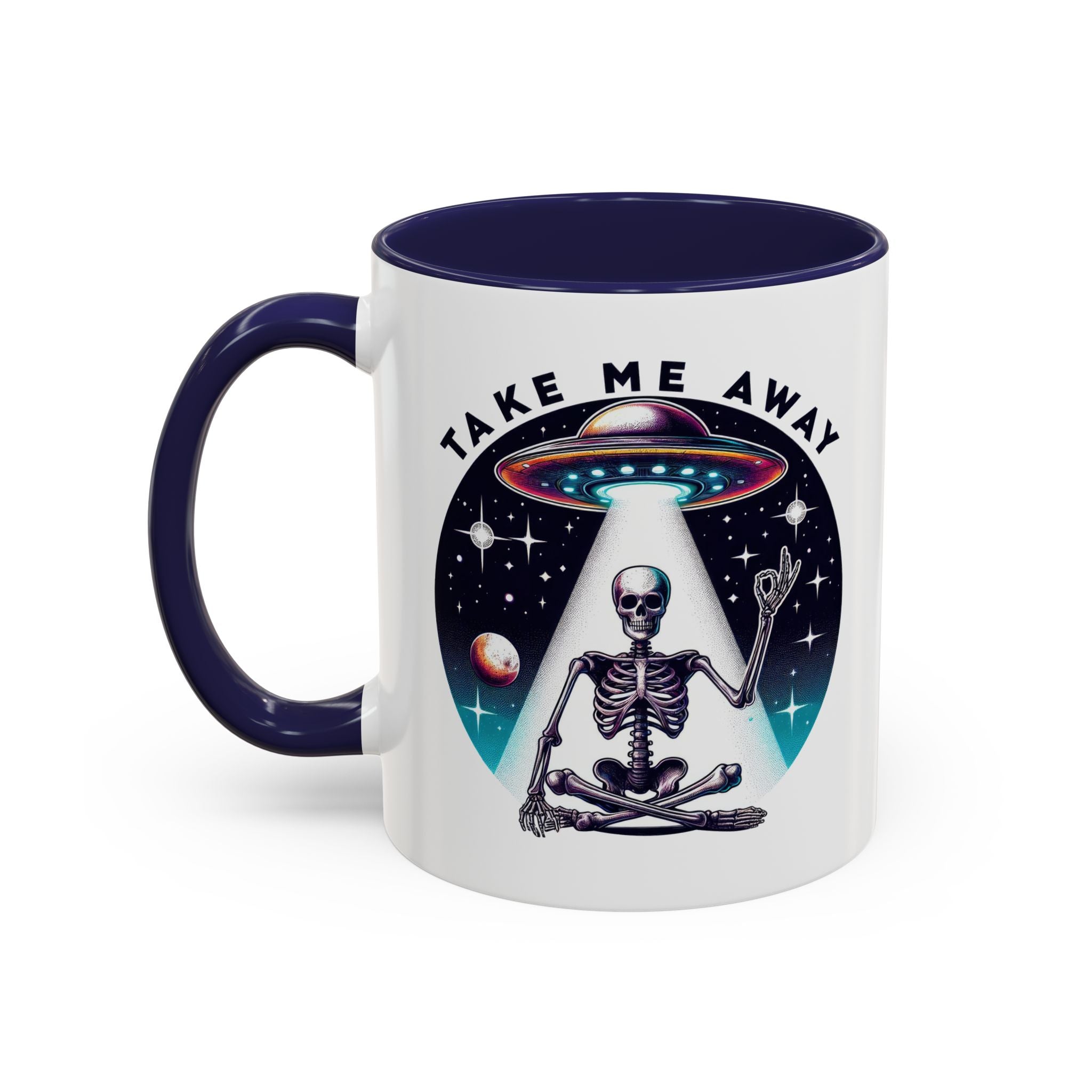 Galactic Skeleton Coffee Mug, Take Me Away Mug, Space-Themed Mug, Unique Gift for alien Lovers, Sci-Fi Cafe Mug