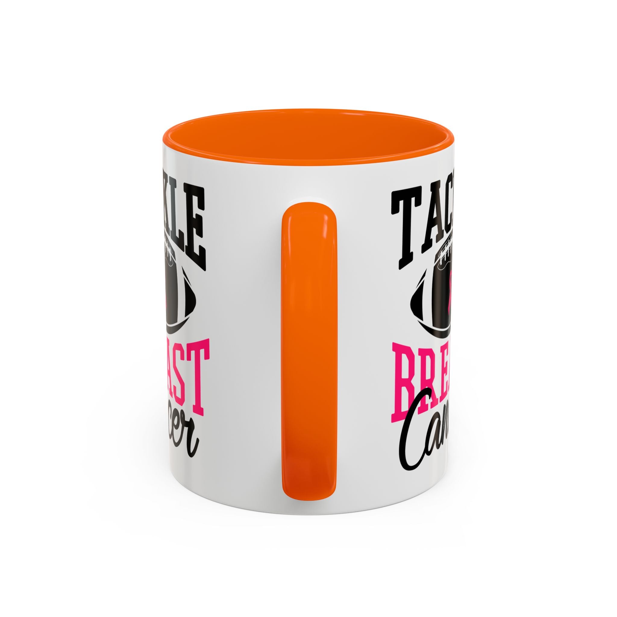 Tackle Breast Cancer Coffee Mug, Supportive Gift for Football Fans, Awareness Mug, Cheer Team Spirit, Fundraiser Drinkware