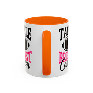 Tackle Breast Cancer Coffee Mug, Supportive Gift for Football Fans, Awareness Mug, Cheer Team Spirit, Fundraiser Drinkware