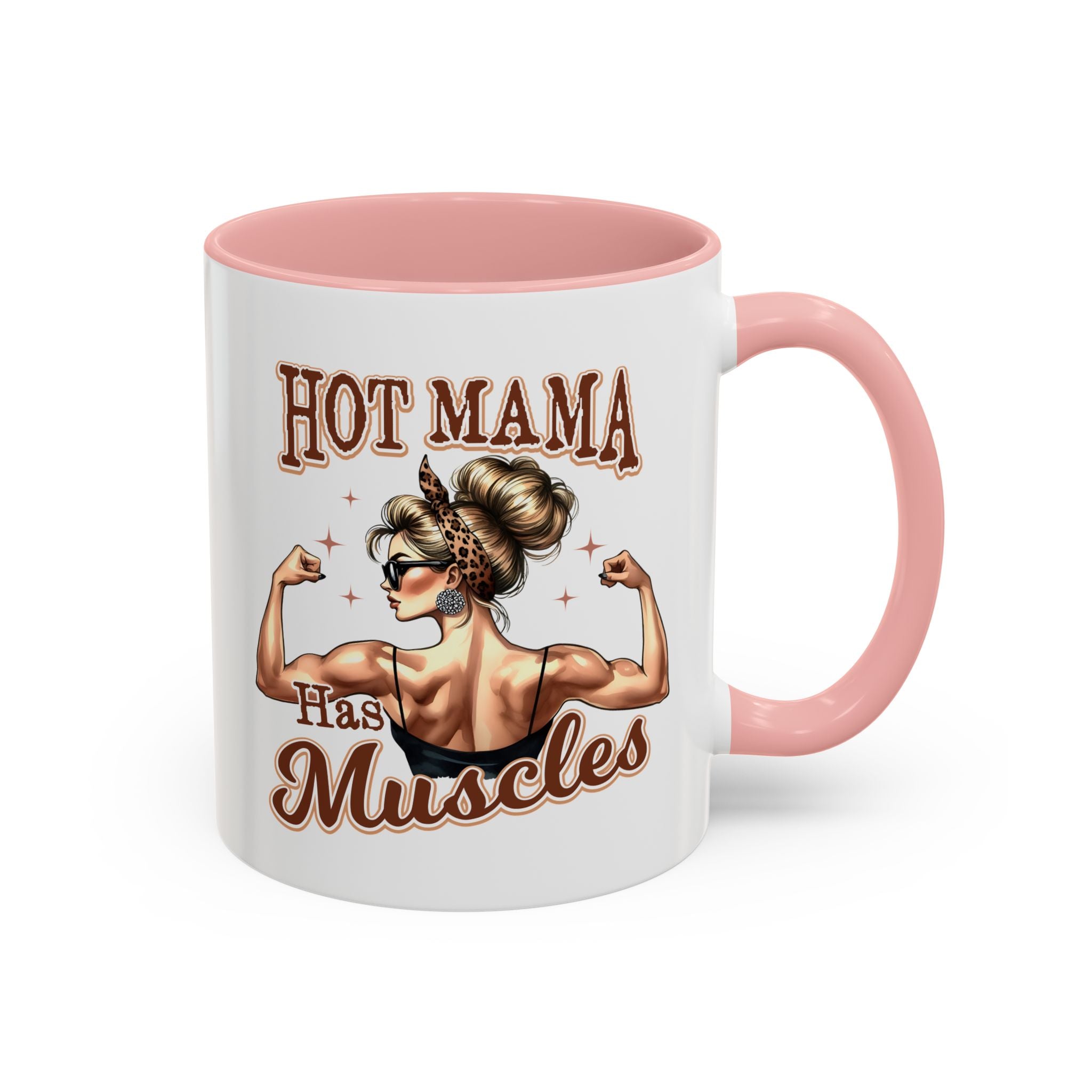 Hot Mama Has Muscles Coffee Mug - Fun & Motivational 11/15oz Accent Mug for Fitness Lovers