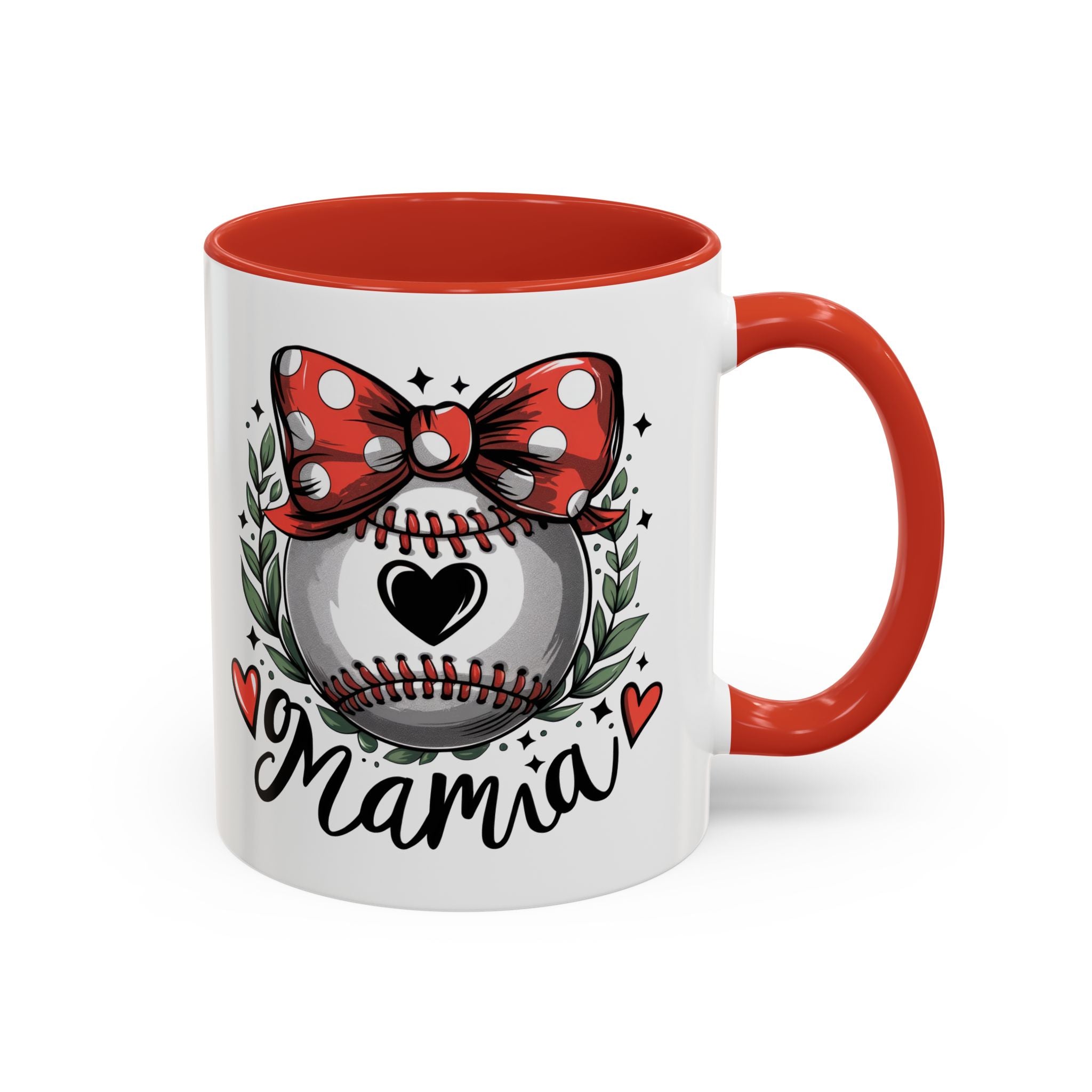 Mama's Accent Coffee Mug | Baseball & Heart Design | Gift for Mom, Mother's Day, Birthday, Coffee Lovers, Baseball Fans