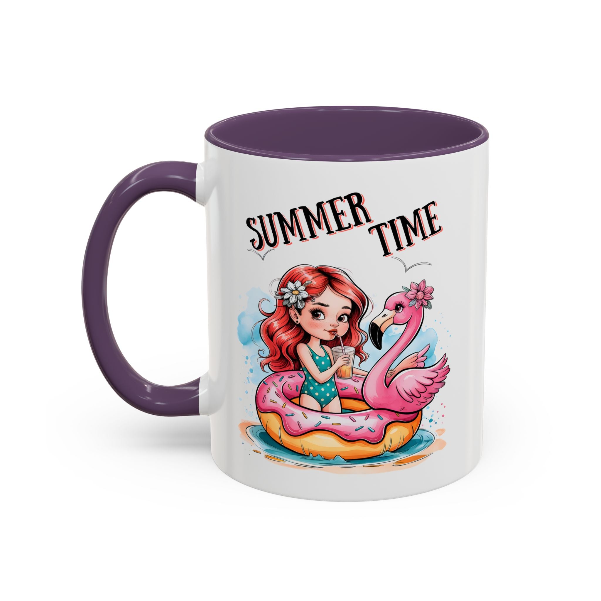 Summer Time Accent Coffee Mug - 11oz & 15oz funny cute girl floating