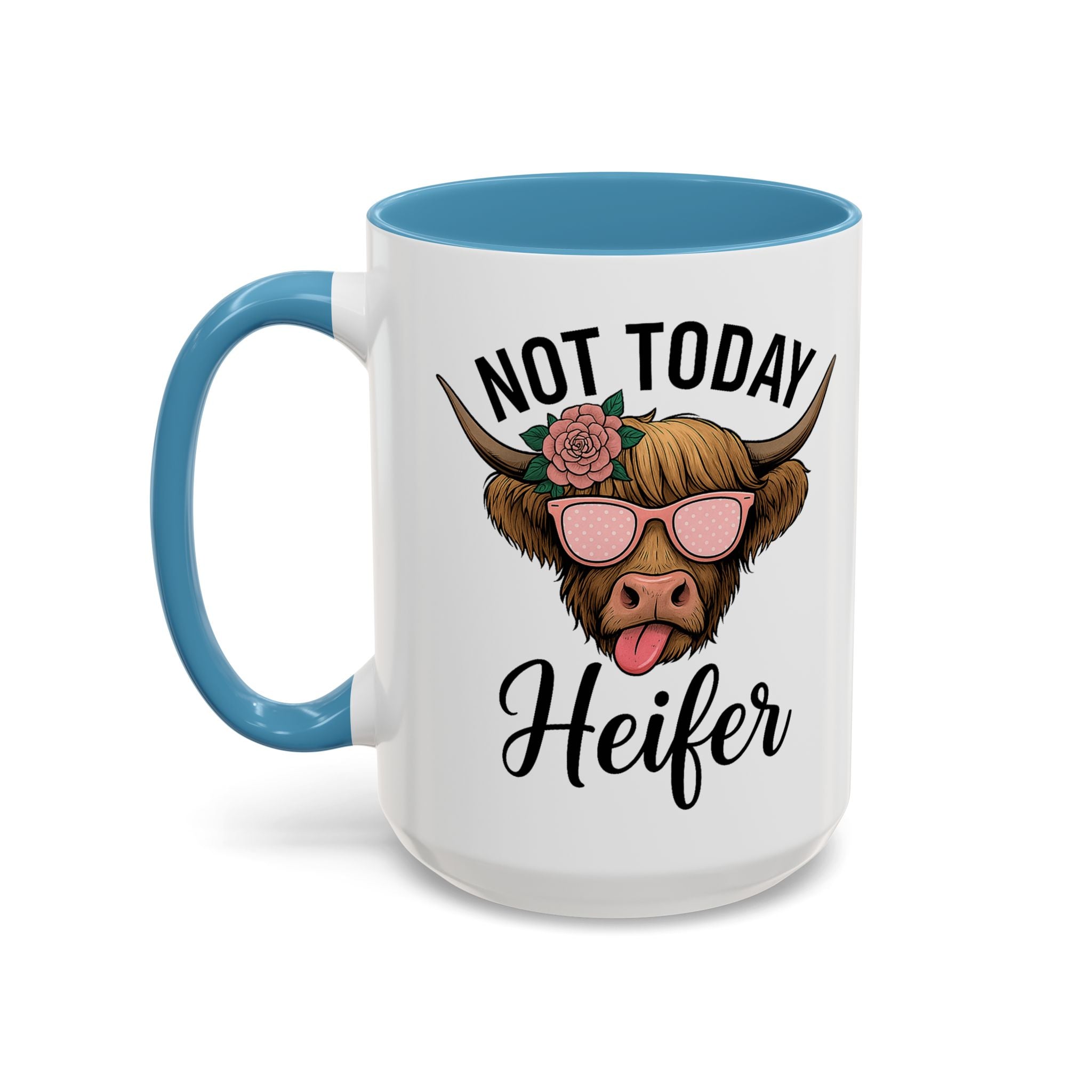 Not Today Heifer Coffee Mug — Funny Cow Mug with Sunglasses (11/15oz)