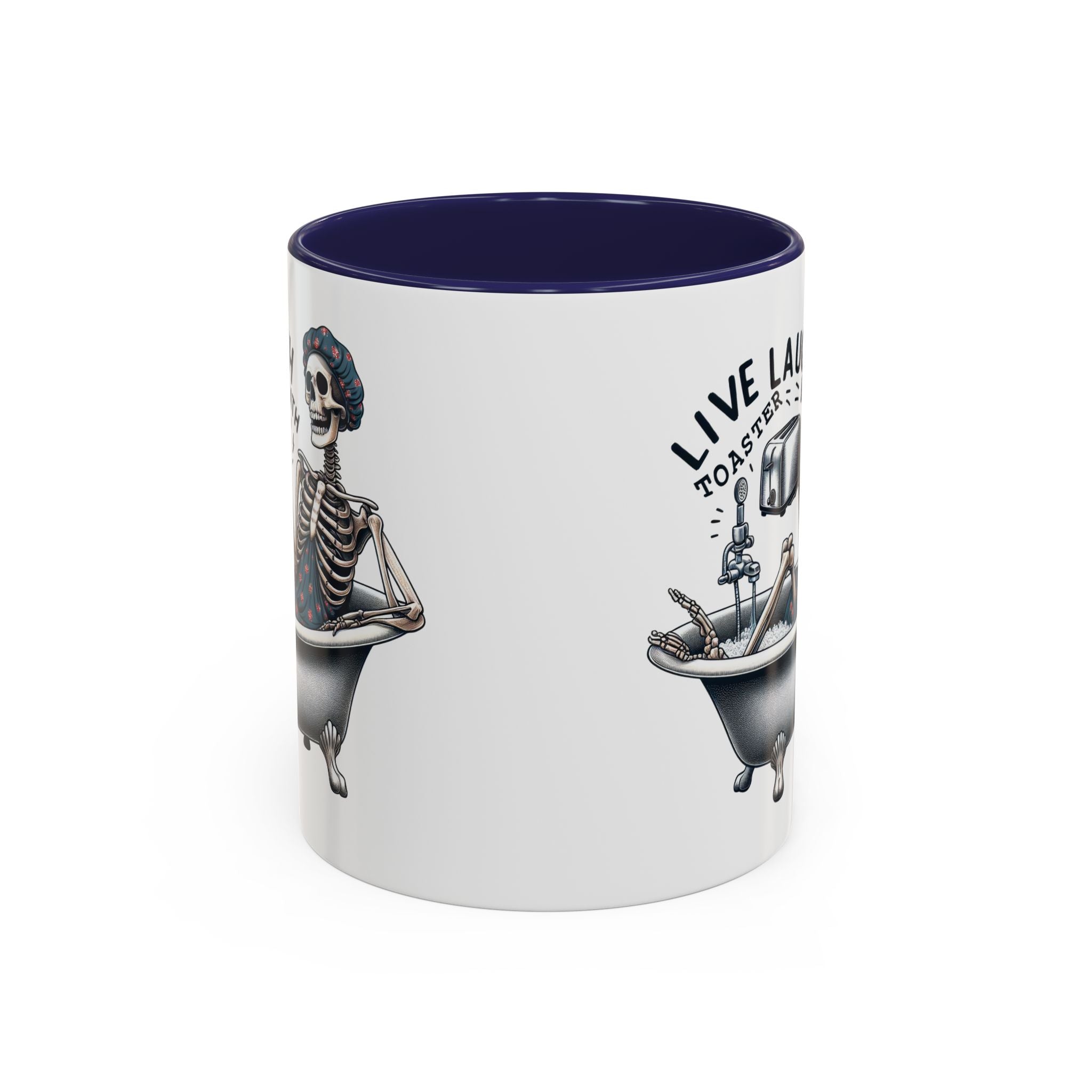 Skeleton Bath Time Coffee Mug, Live Laugh Roast & Relax Skeleton Mug, Funny Gift for Halloween, Quirky Kitchen Decor, Unique Coffee Cup