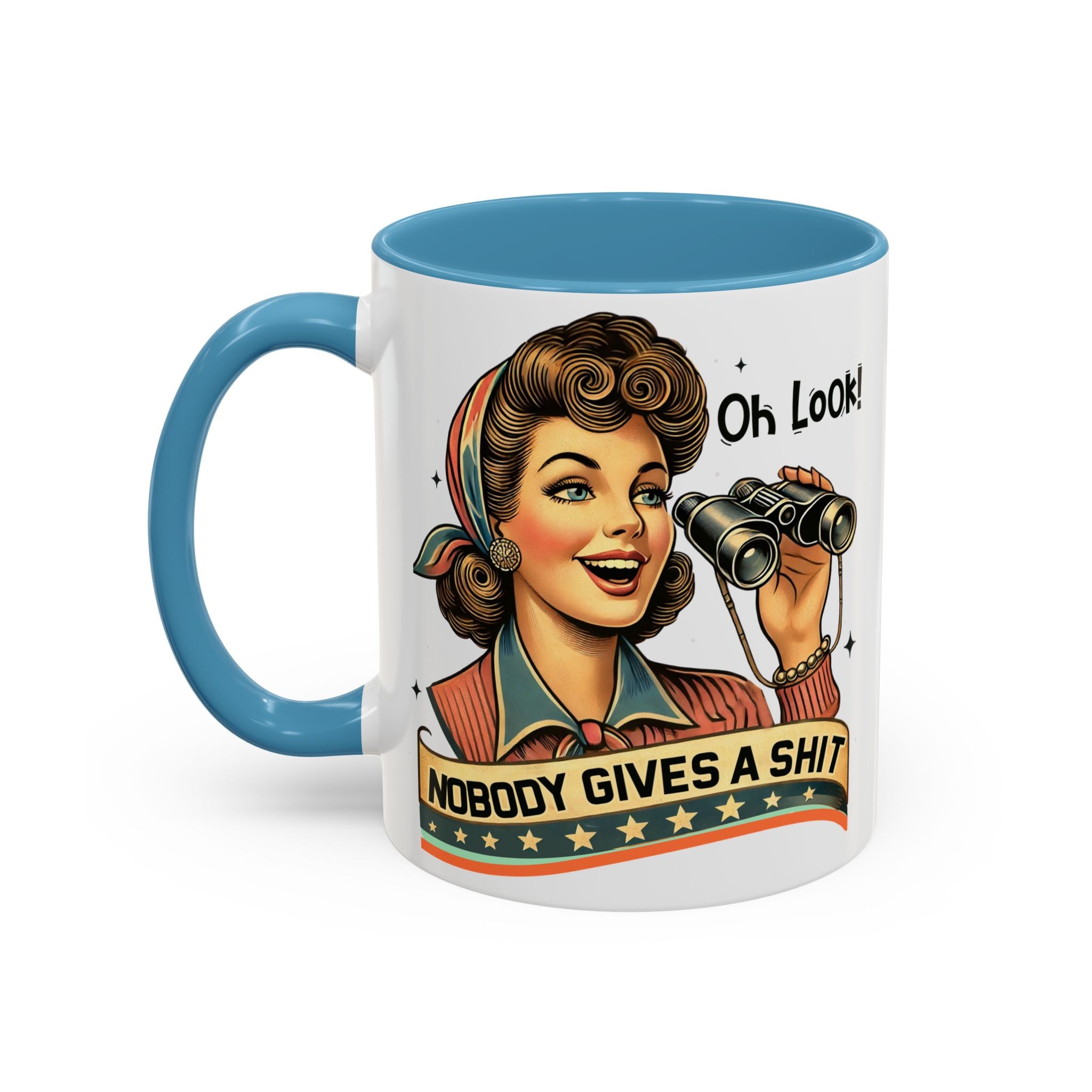 Nobody Gives a Shit Retro Coffee Mug — Funny Vintage Pin-Up Accent Mug (11/15oz)
