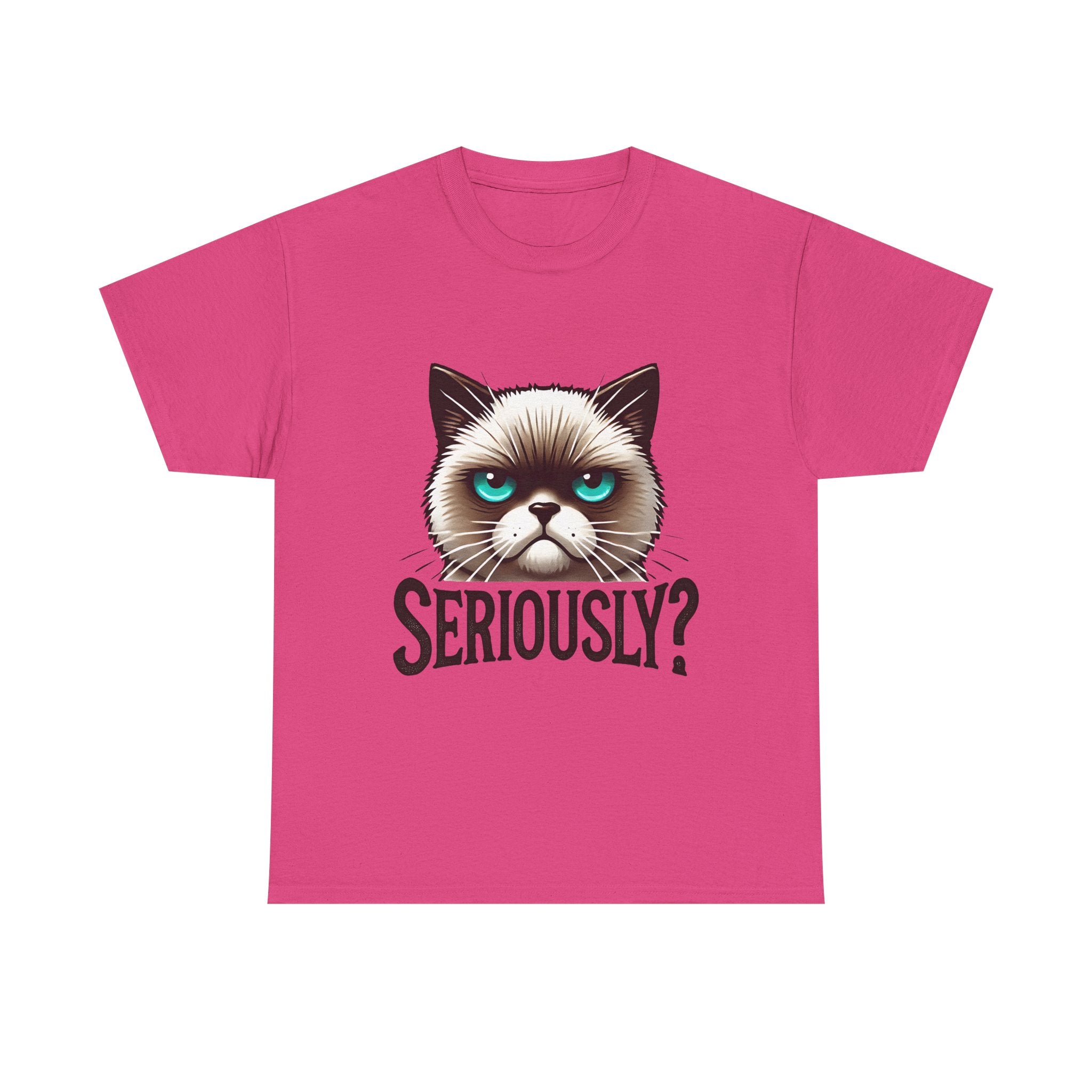 Funny Cat Graphic Tee - 'Seriously?' Unisex Heavy Cotton Shirt