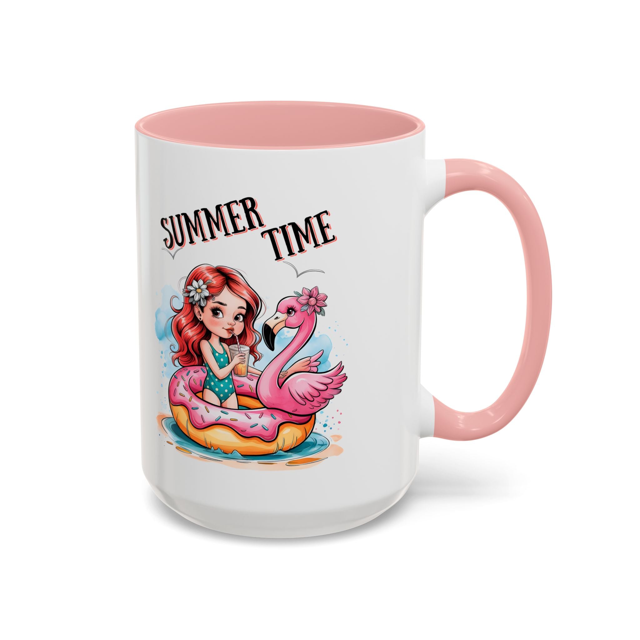 Summer Time Accent Coffee Mug - 11oz & 15oz funny cute girl floating