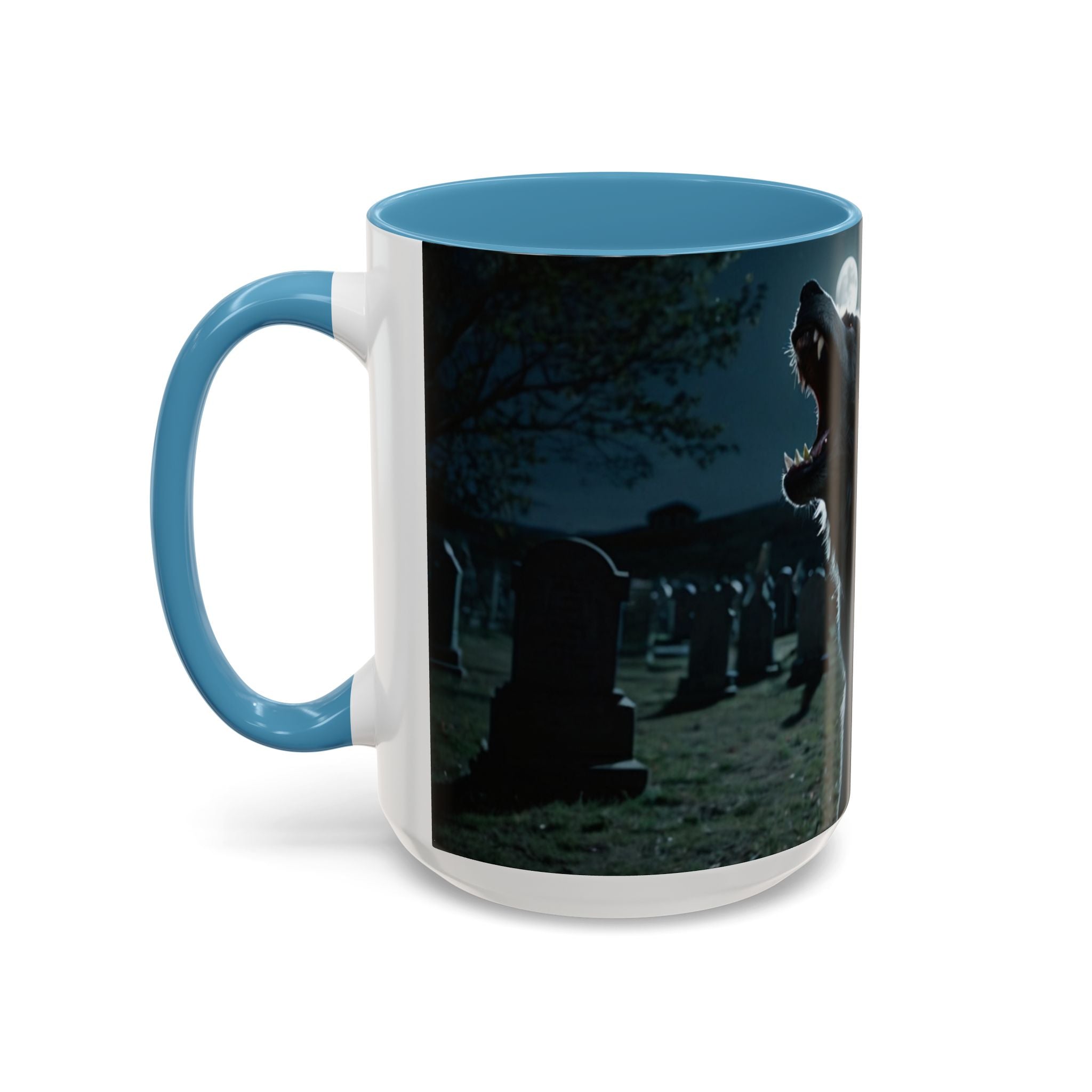 halloween werewolf in graveyard Howling Wolf Accent Coffee Mug - 11 & 15oz