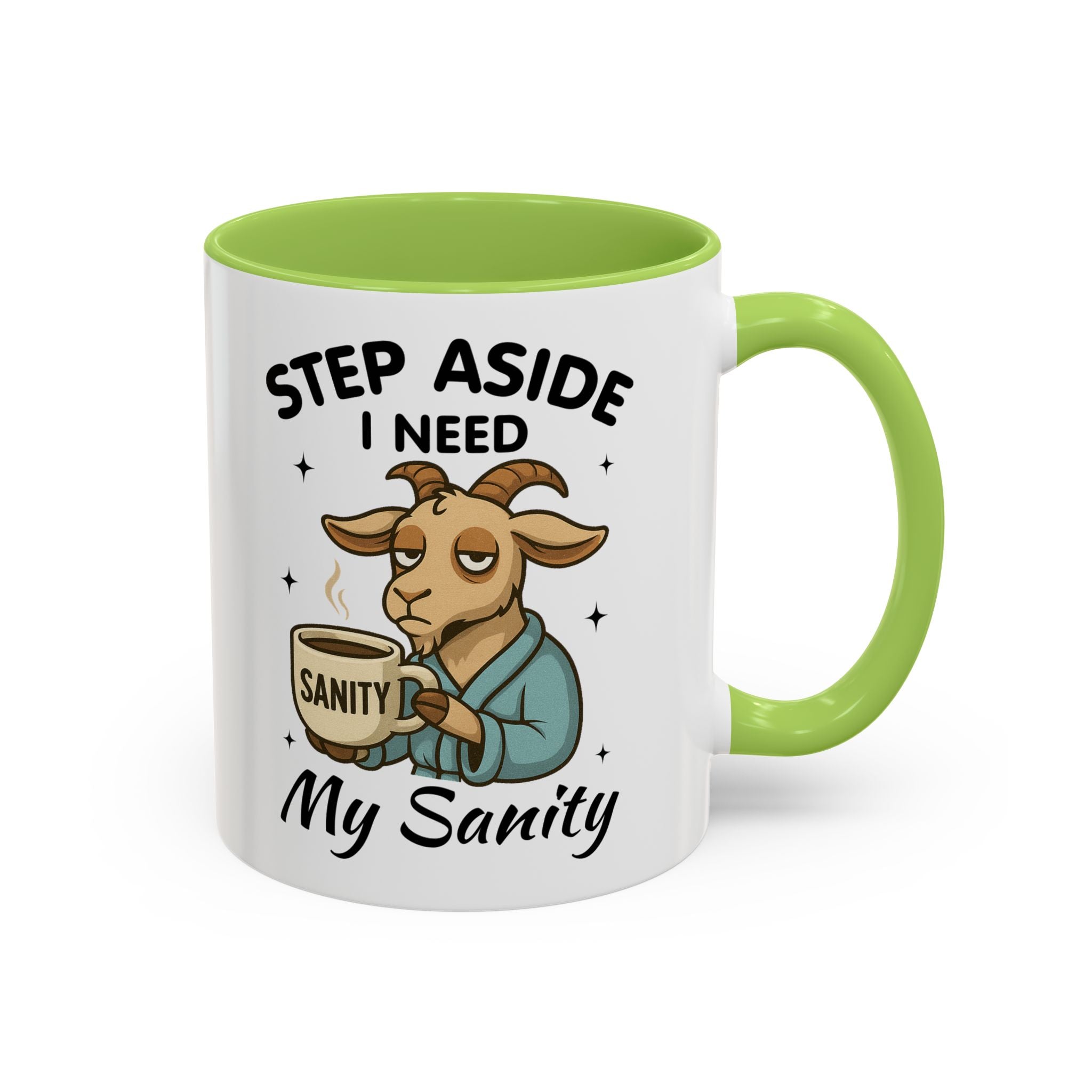 Coffee Mug — "Step Aside I Need My Sanity" Goat Accent Mug (11/15oz)