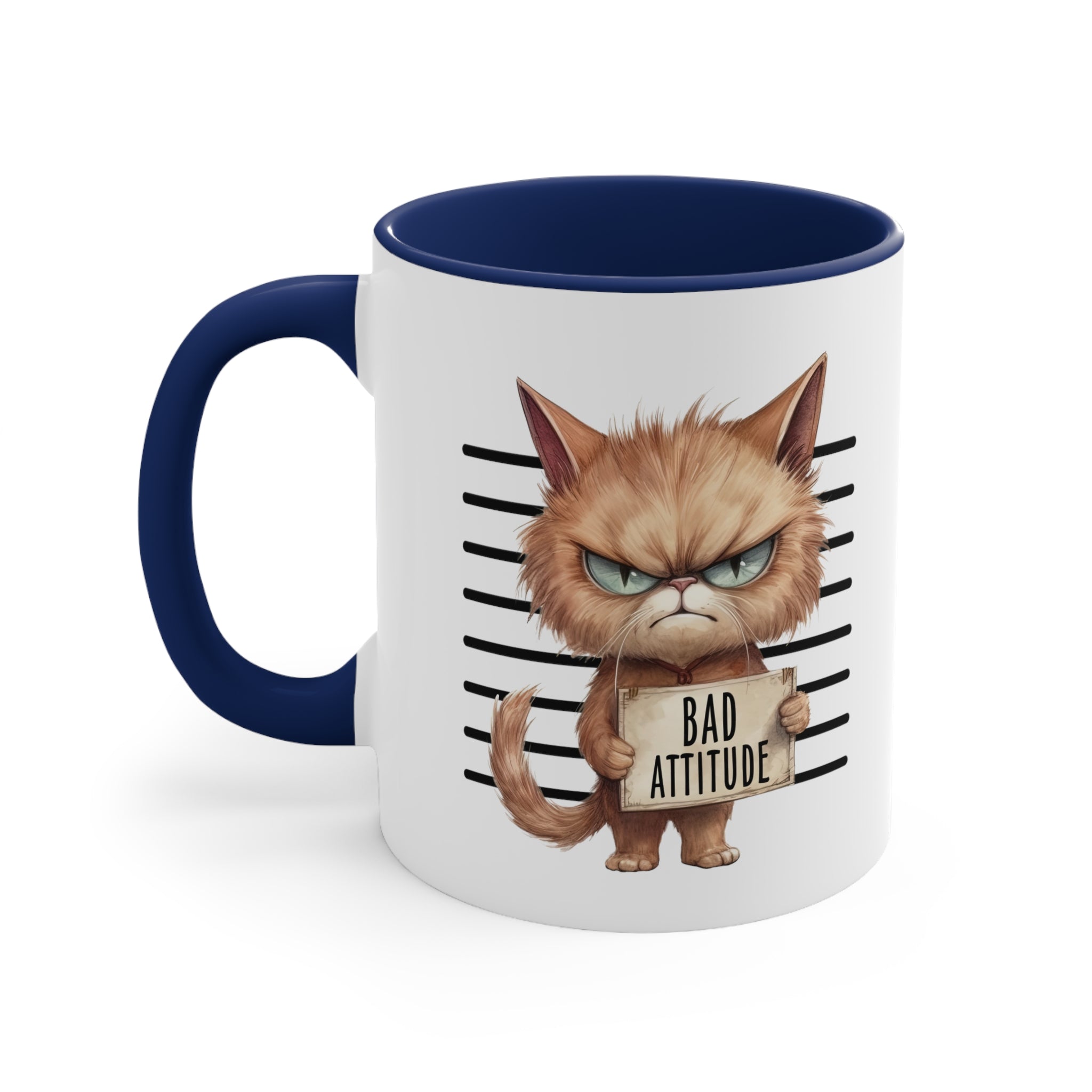 Funny cat bad attitude Accent Coffee Mug, 11oz animal lover gift