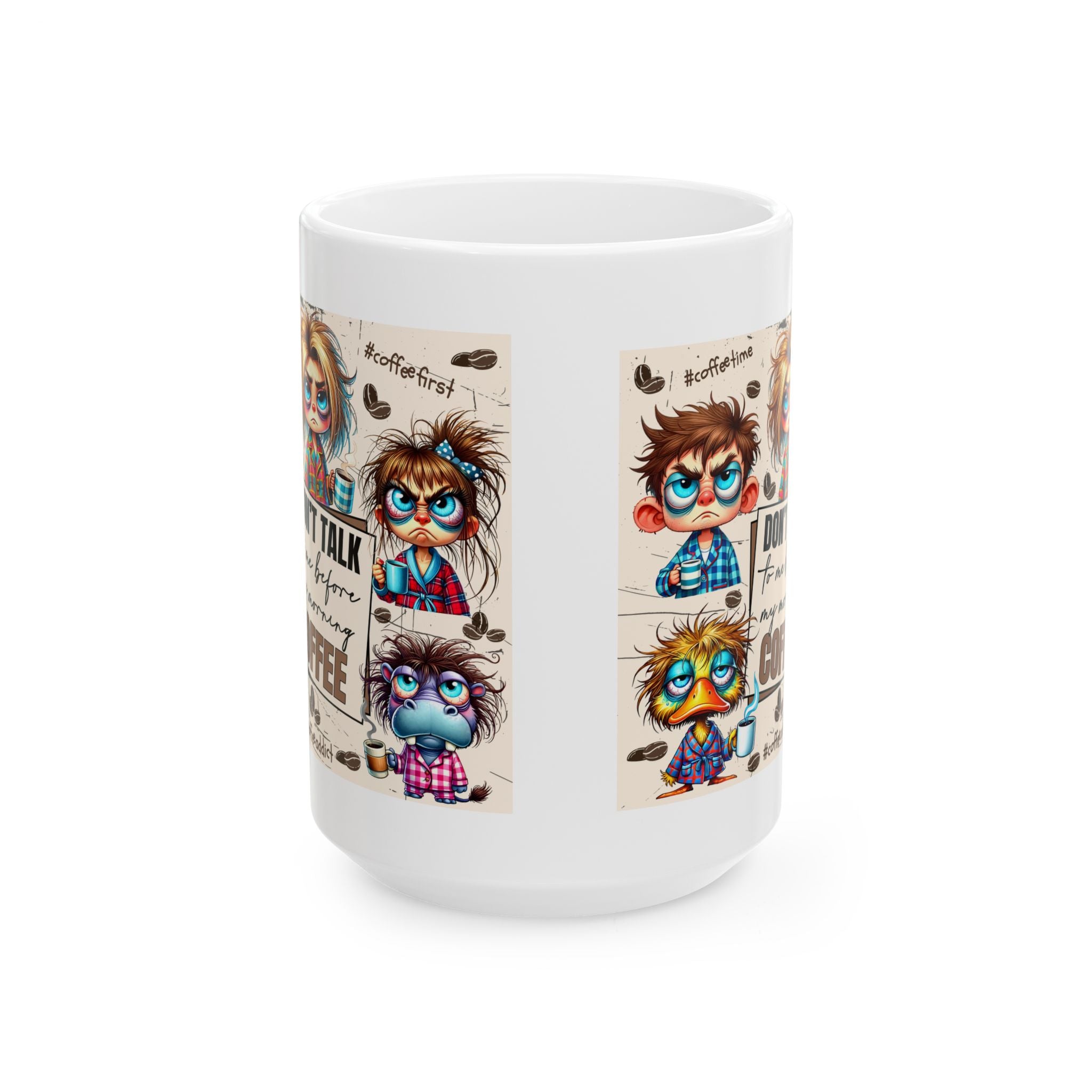 Coffee Lovers Ceramic Mug - Funny Cartoon Design | Perfect Gift for Coffee Enthusiasts, Home Office, Any Holiday