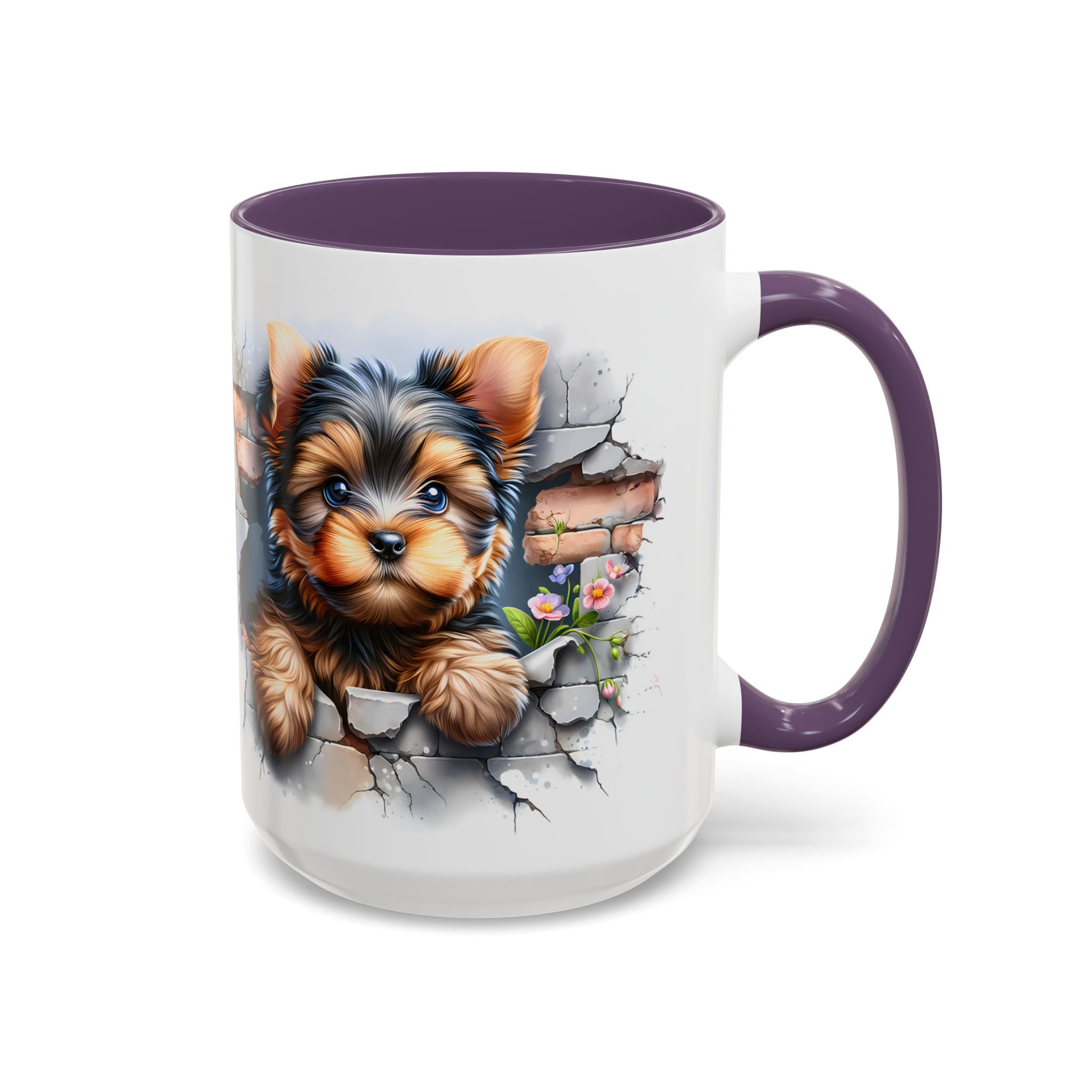 Cute Dog Peeking Coffee Mug, Pet Lover Gift, Yorkshire Terrier Mug, Animal Lover Coffee Cup, Dog-Themed Drinkware, Doggie Mug
