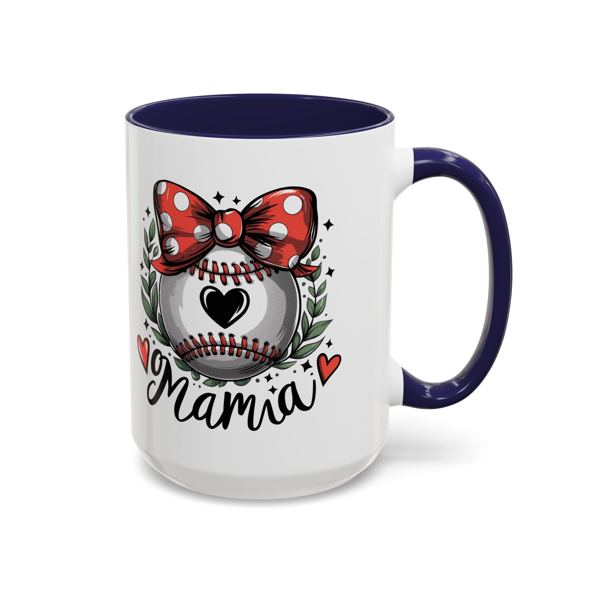 Mama's Accent Coffee Mug | Baseball & Heart Design | Gift for Mom, Mother's Day, Birthday, Coffee Lovers, Baseball Fans