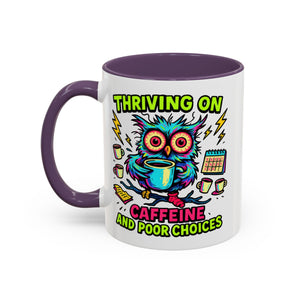 Thriving on Caffeine Mug | Funny Owl Coffee Cup | Gift for Coffee Lovers | Cute Kitchen Decor | Birthday, Holiday Gift