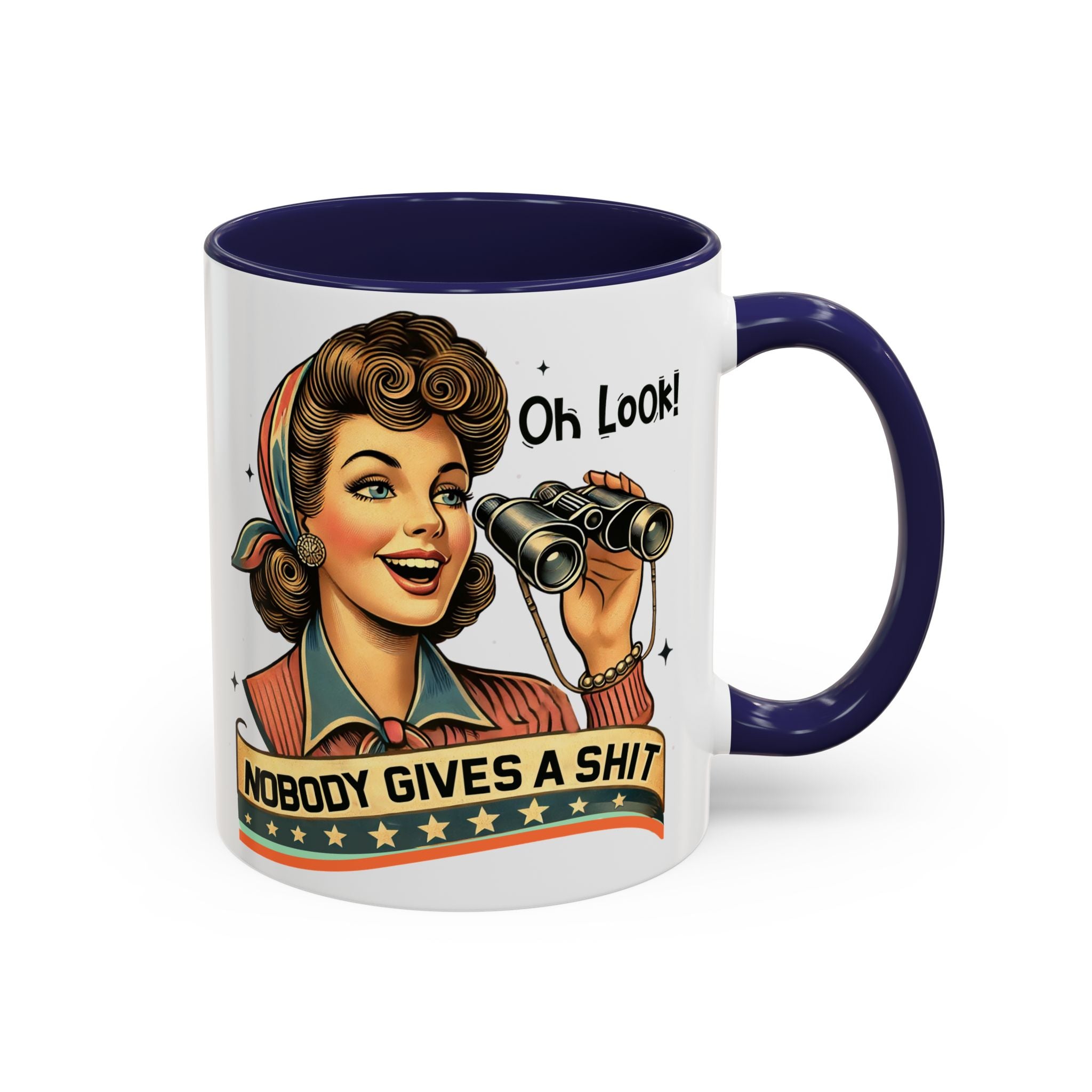 Nobody Gives a Shit Retro Coffee Mug — Funny Vintage Pin-Up Accent Mug (11/15oz)