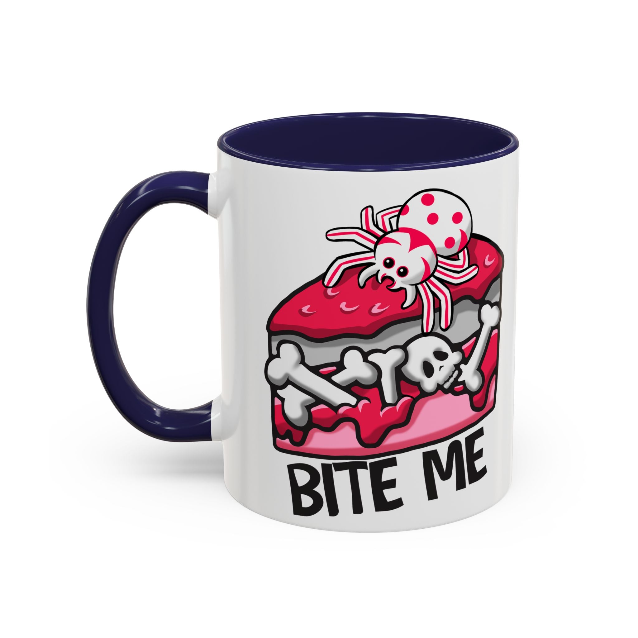 Bite Me Coffee Mug — Cute Creepy Spider Cake Accent Mug anti valentine