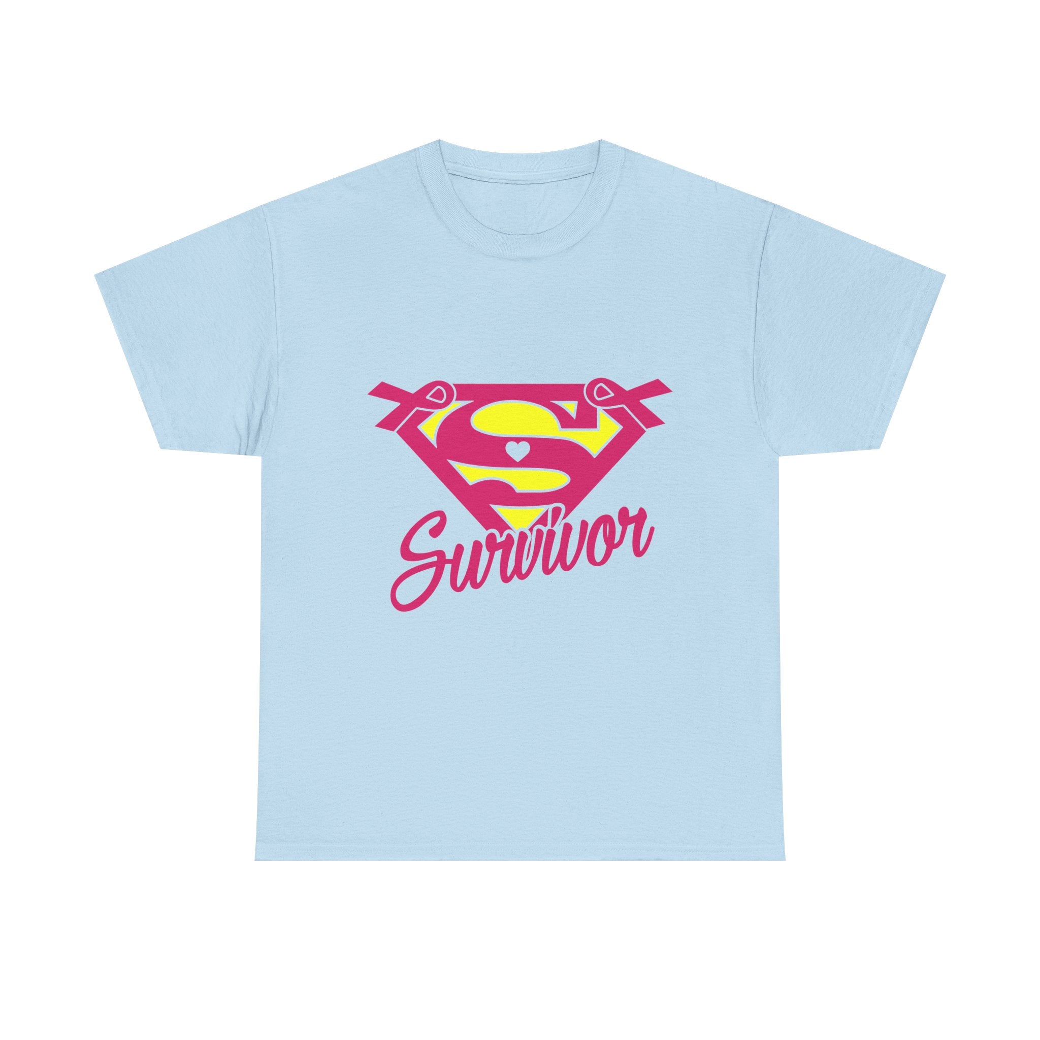 Super Survivor Unisex Heavy Cotton Tee, Support Cancer Awareness Shirt, Inspirational T-Shirt, Gift for Survivors, Motivational Apparel