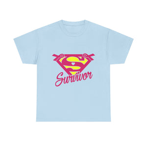 Super Survivor Unisex Heavy Cotton Tee, Support Cancer Awareness Shirt, Inspirational T-Shirt, Gift for Survivors, Motivational Apparel