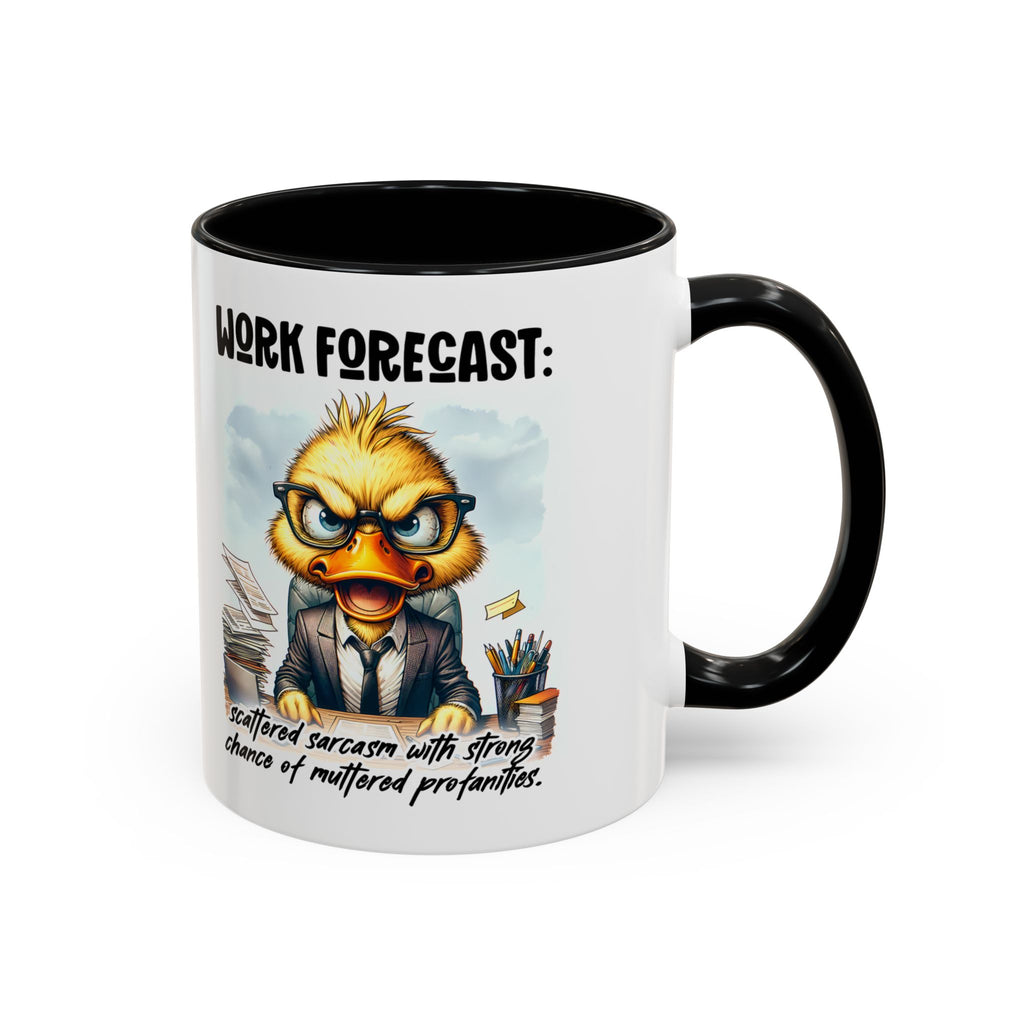 Funny Work Forecast Coffee Mug - Sarcastic Office Gift, Duck Mug for Coworkers, Quirky Desk Decor, Holiday Gift Idea