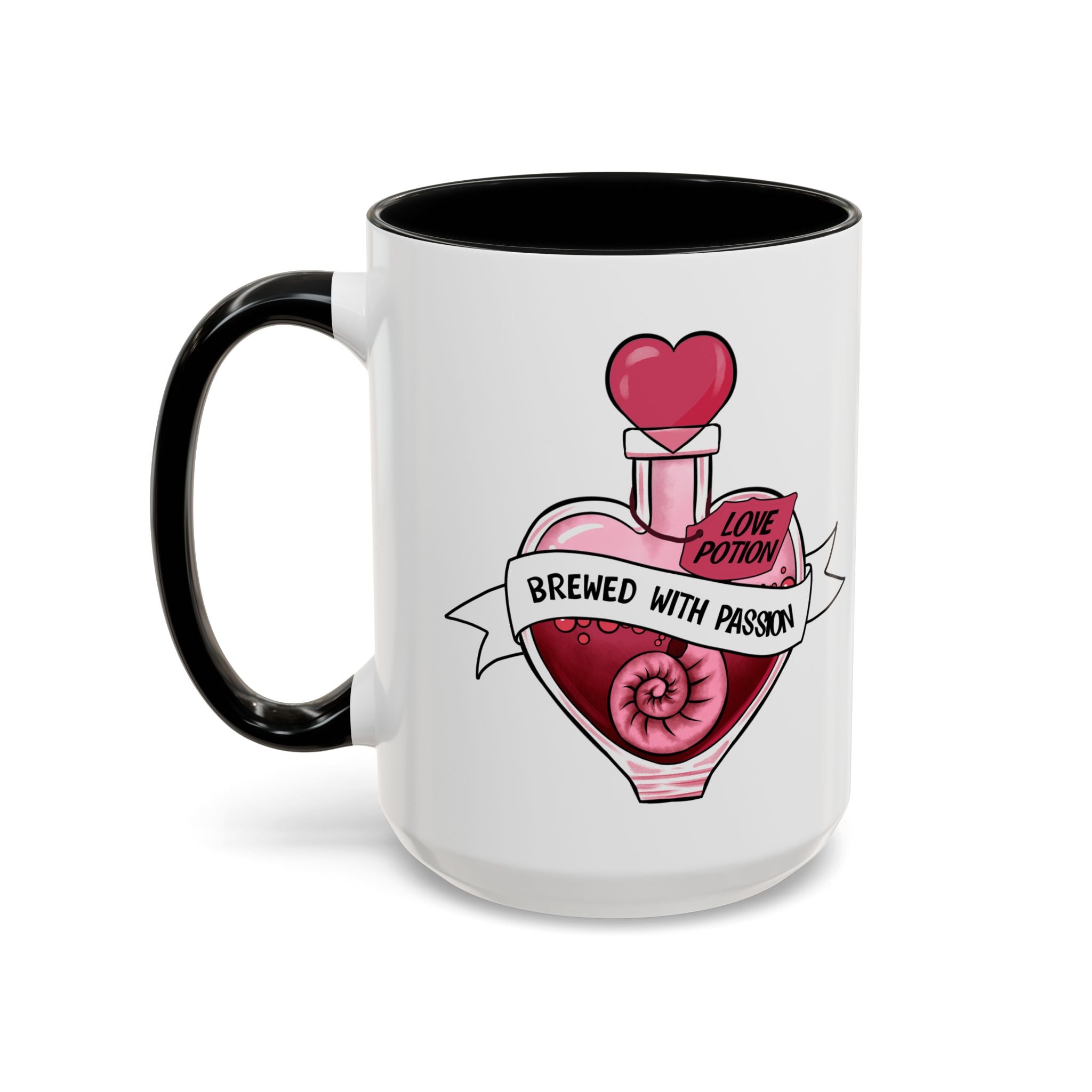 Coffee Mug - 'Brewed With Passion' Love Potion Accent Mug (11/15oz) anti valentine