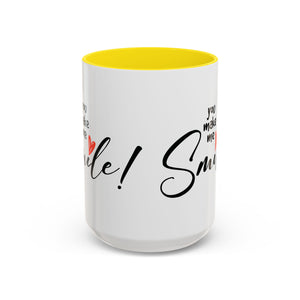Inspirational Accent Coffee Mug - "You Make Me Smile!" - Perfect Gift for Friends & Family