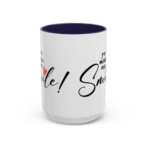 Inspirational Accent Coffee Mug - "You Make Me Smile!" - Perfect Gift for Friends & Family
