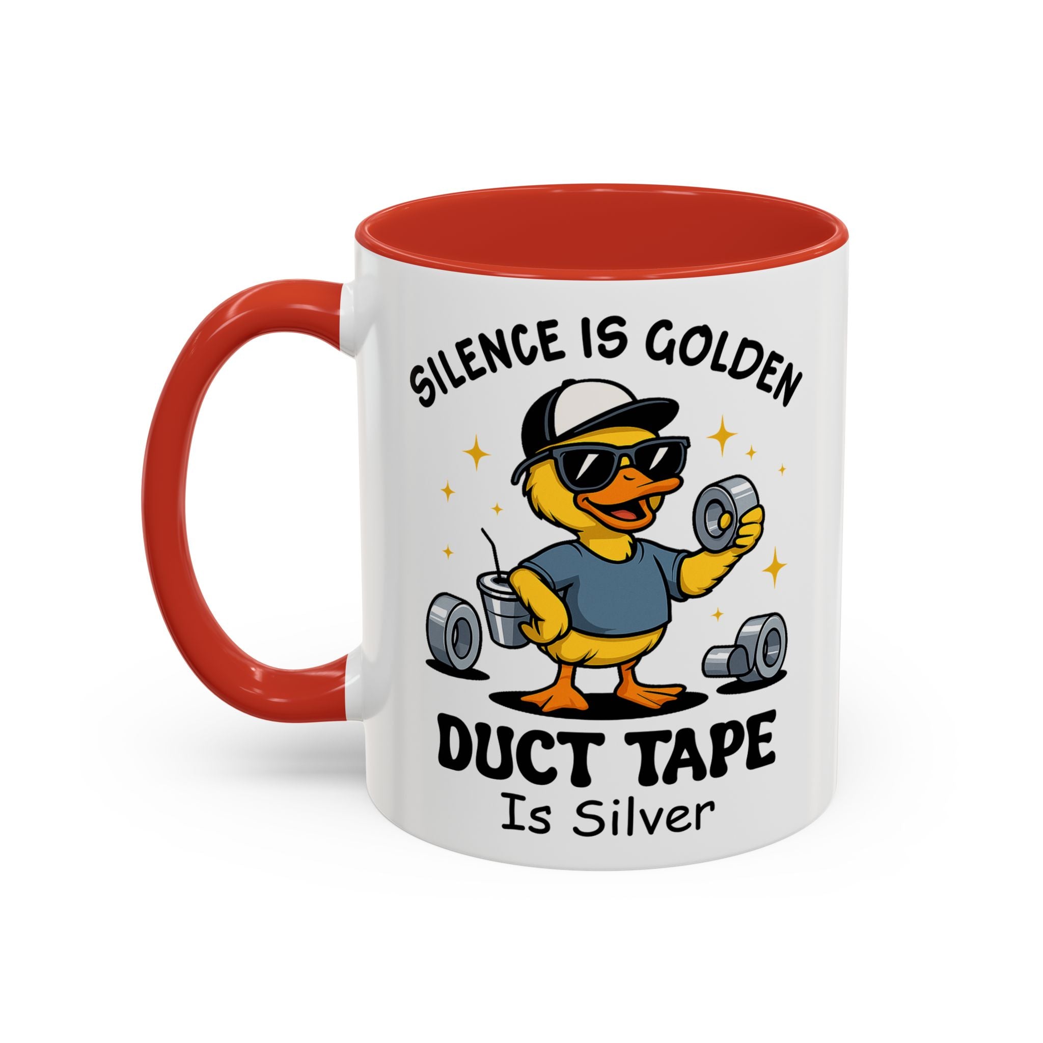 Silence Is Golden Duct Tape Is Silver Mug — Funny Duck Repair Coffee Mug (11/15 oz)