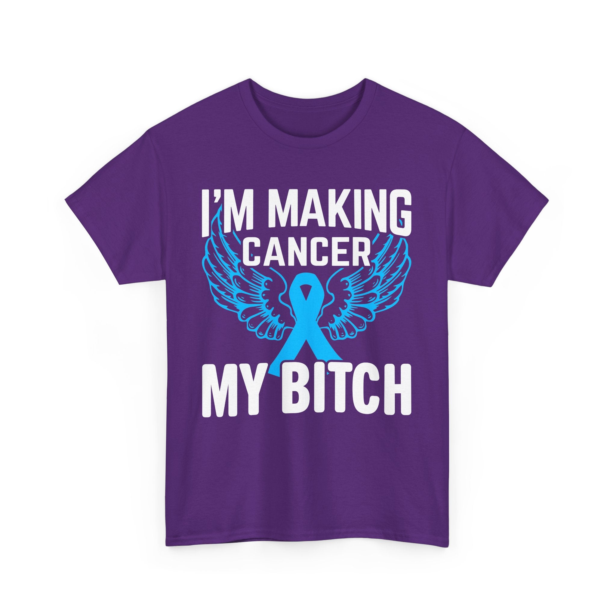 Angel Wings cancer Awareness Tee, Unisex Cotton Shirt for Support, Gift for Advocates, Fundraising Event Wear, Blue Ribbon Merchandise