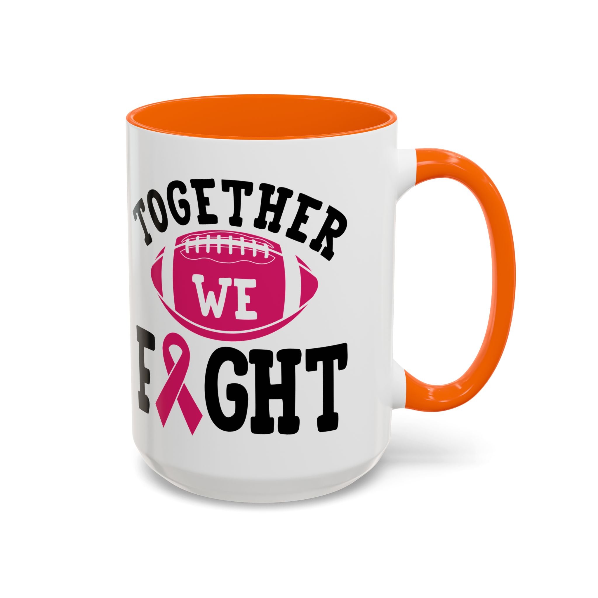 Together We Fight Pink Ribbon Coffee Mug, Support Breast Cancer Awareness, Gift for Survivors, Football Lovers, Empowerment