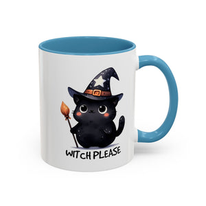 Cute Witch Cat Coffee Mug - Perfect for Halloween, Cat Lover Gift, Witch Please Design, Black Cat Mug, Cozy Drinkware