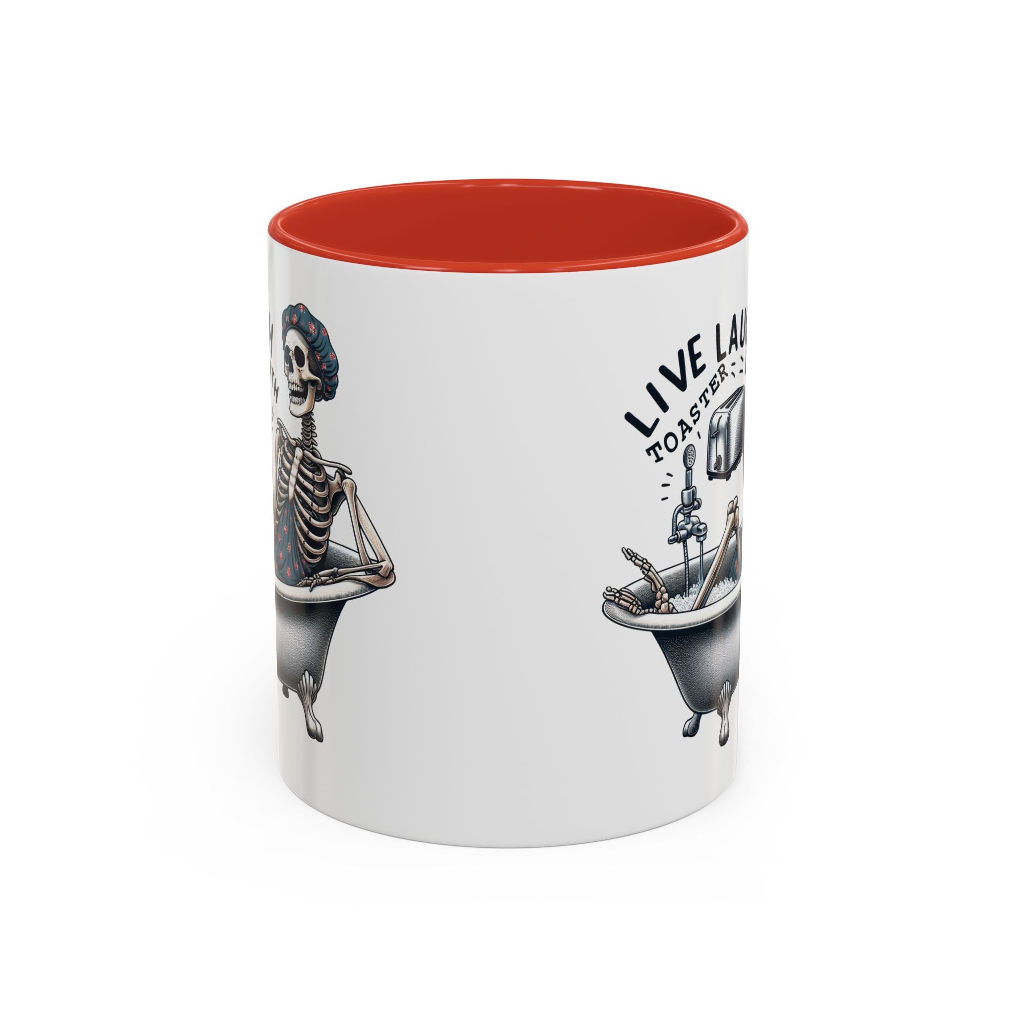 Skeleton Bath Time Coffee Mug, Live Laugh Roast & Relax Skeleton Mug, Funny Gift for Halloween, Quirky Kitchen Decor, Unique Coffee Cup