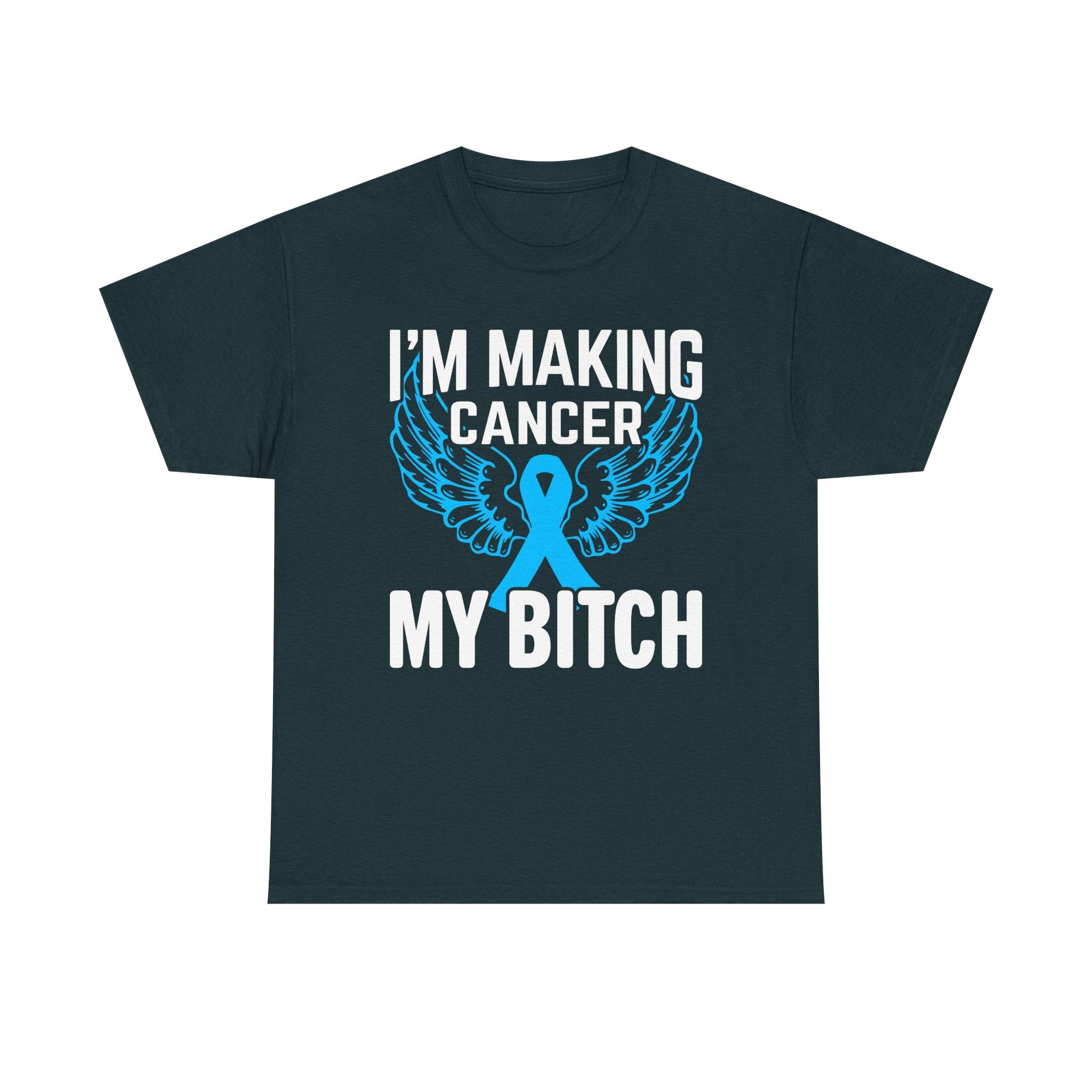 Angel Wings cancer Awareness Tee, Unisex Cotton Shirt for Support, Gift for Advocates, Fundraising Event Wear, Blue Ribbon Merchandise