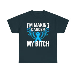 Angel Wings cancer Awareness Tee, Unisex Cotton Shirt for Support, Gift for Advocates, Fundraising Event Wear, Blue Ribbon Merchandise