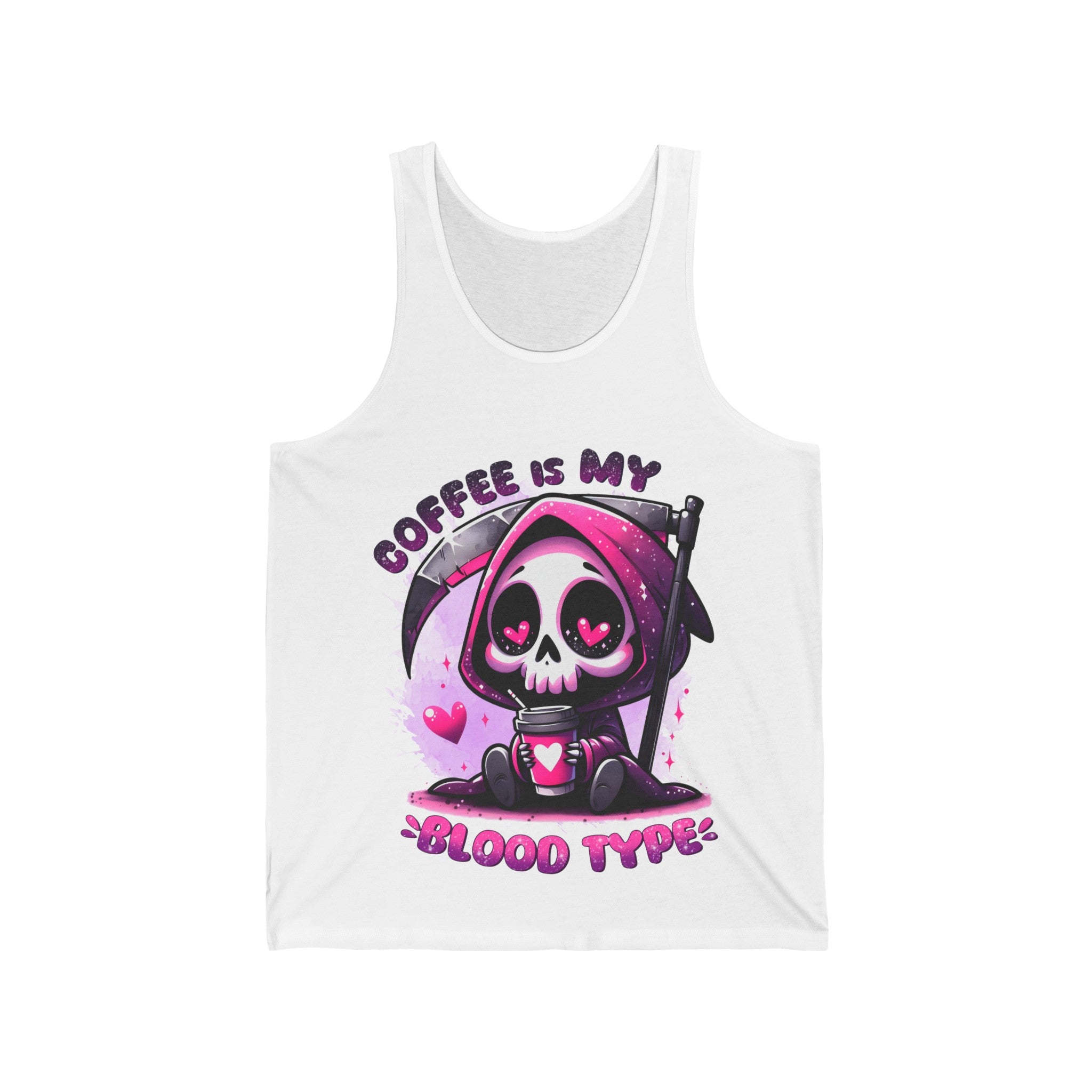 grim reaper coffee is my blood type Unisex Jersey Tank by the x m world