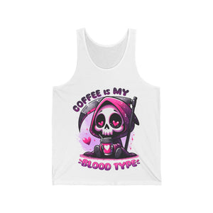 grim reaper coffee is my blood type Unisex Jersey Tank by the x m world