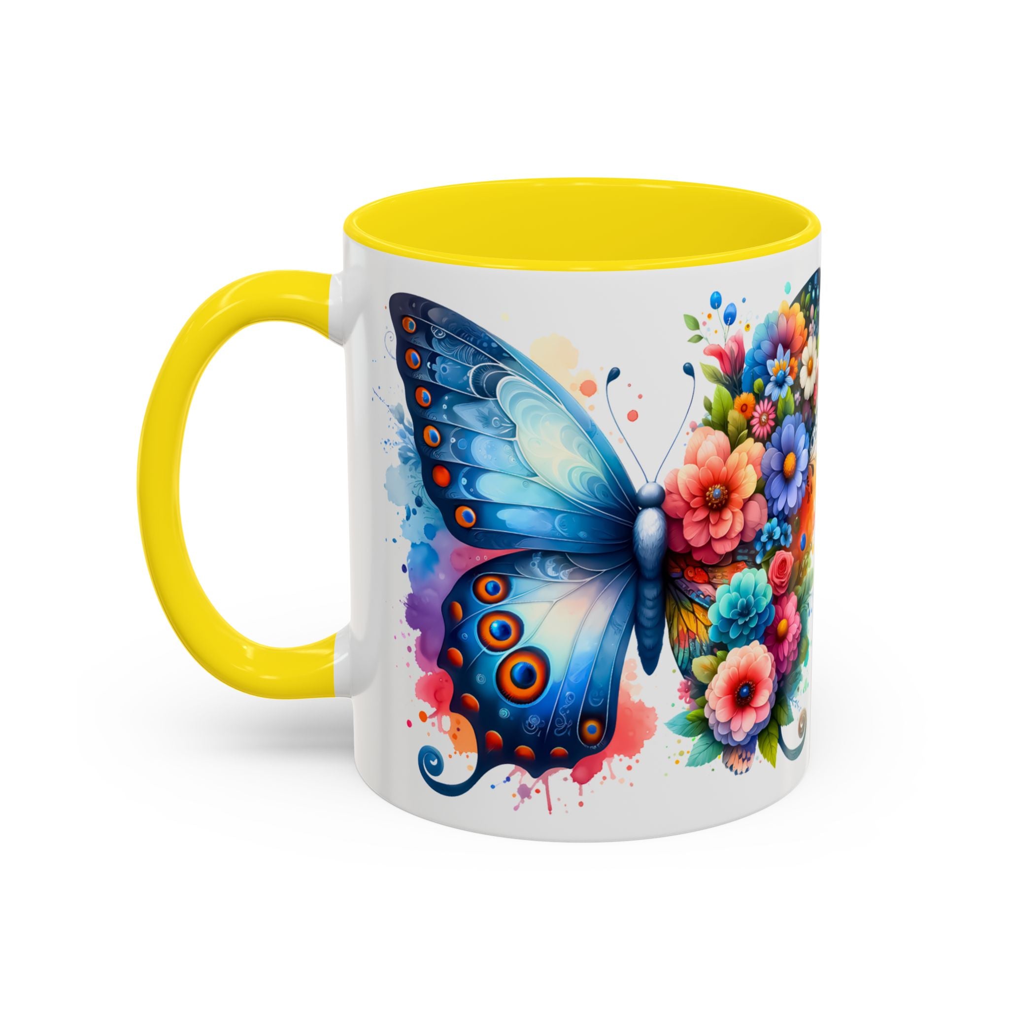 Colorful Floral Butterfly Accent Coffee Mug – Vibrant Artistic 11/15oz nature lover
