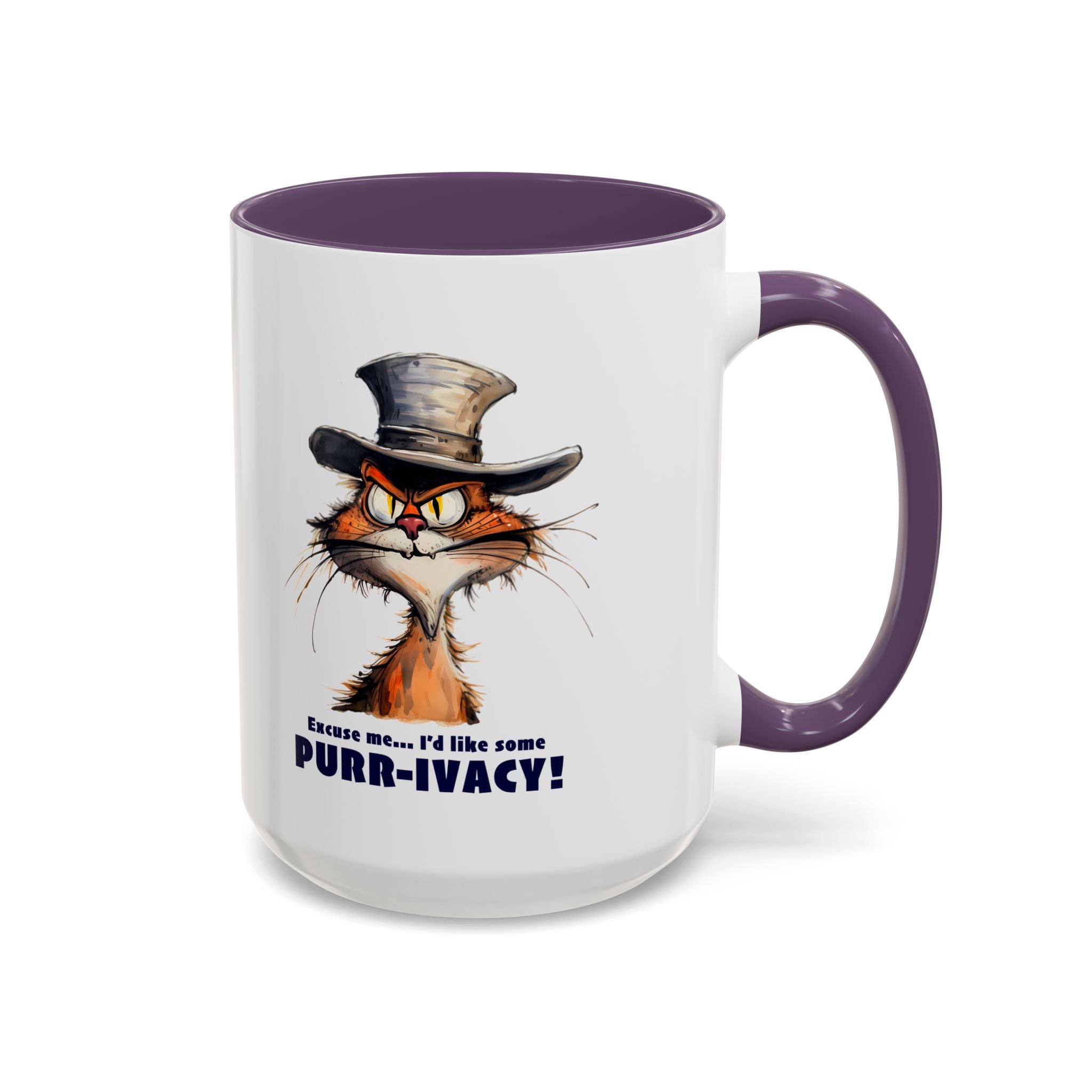 Funny Cat Coffee Mug - Purr-ivacy & Puppy Humor, Gifts for Cat Lovers, Home Office Accessories, Birthday, Pet Owner Mug