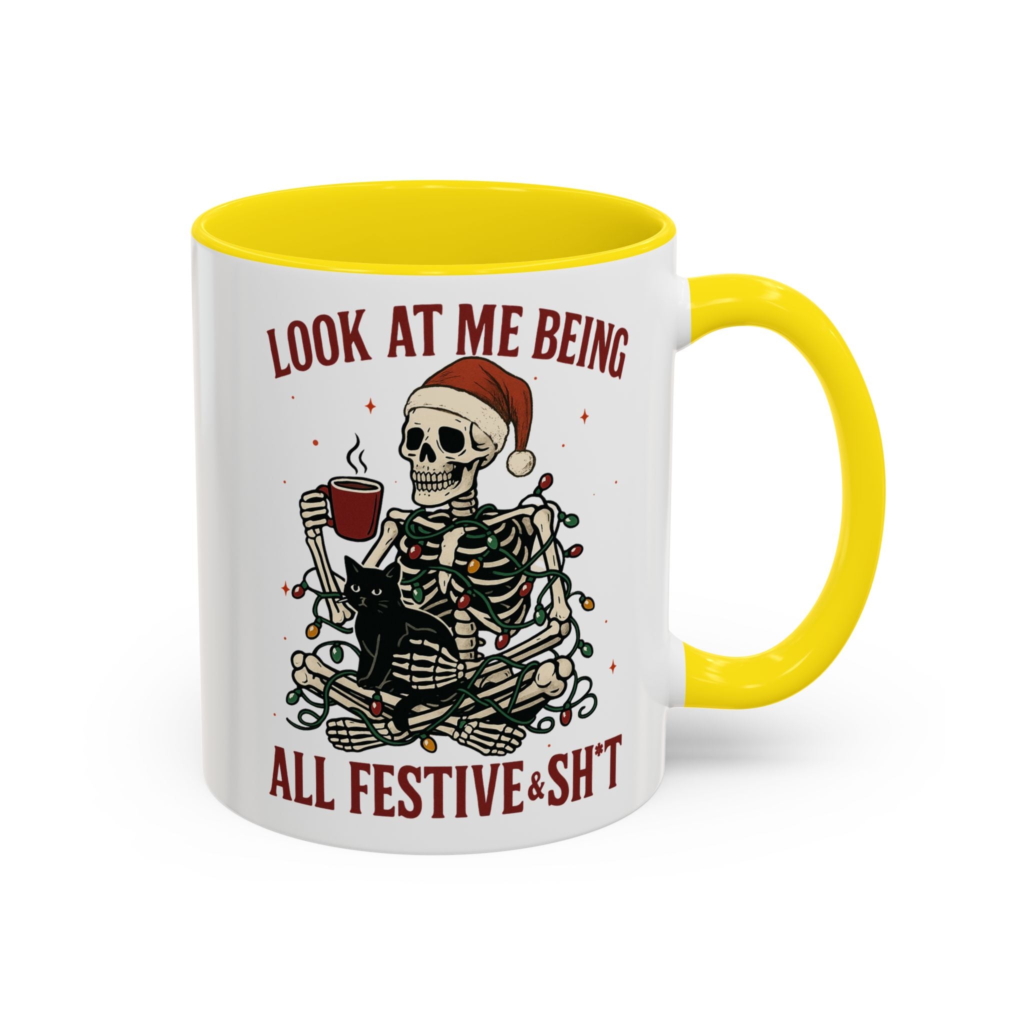 Festive Skeleton Christmas cheer winter Coffee Mug funny adult humor cup
