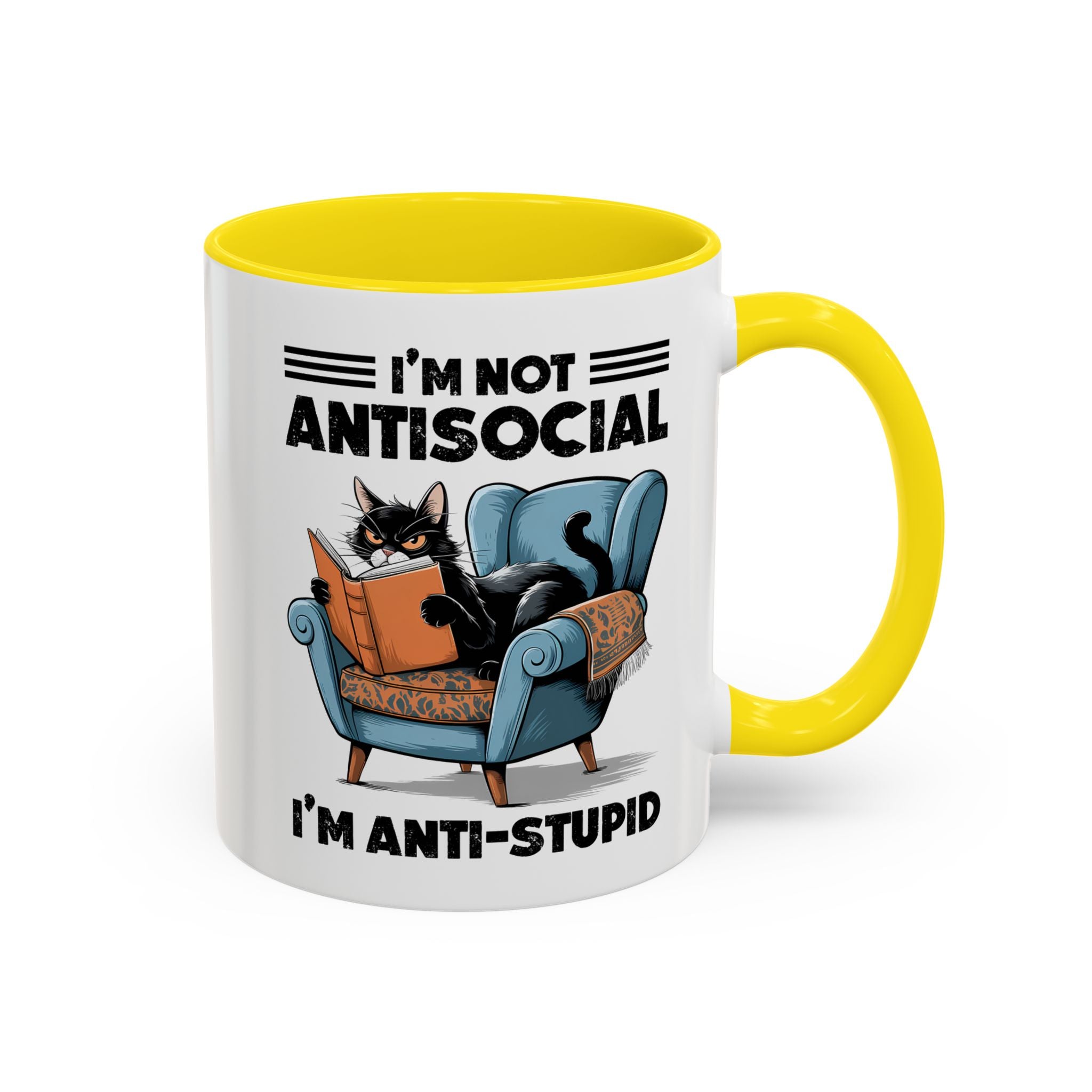I'm not Antisocial Cat Coffee Mug  I'm anti stupid - Funny sarcasm