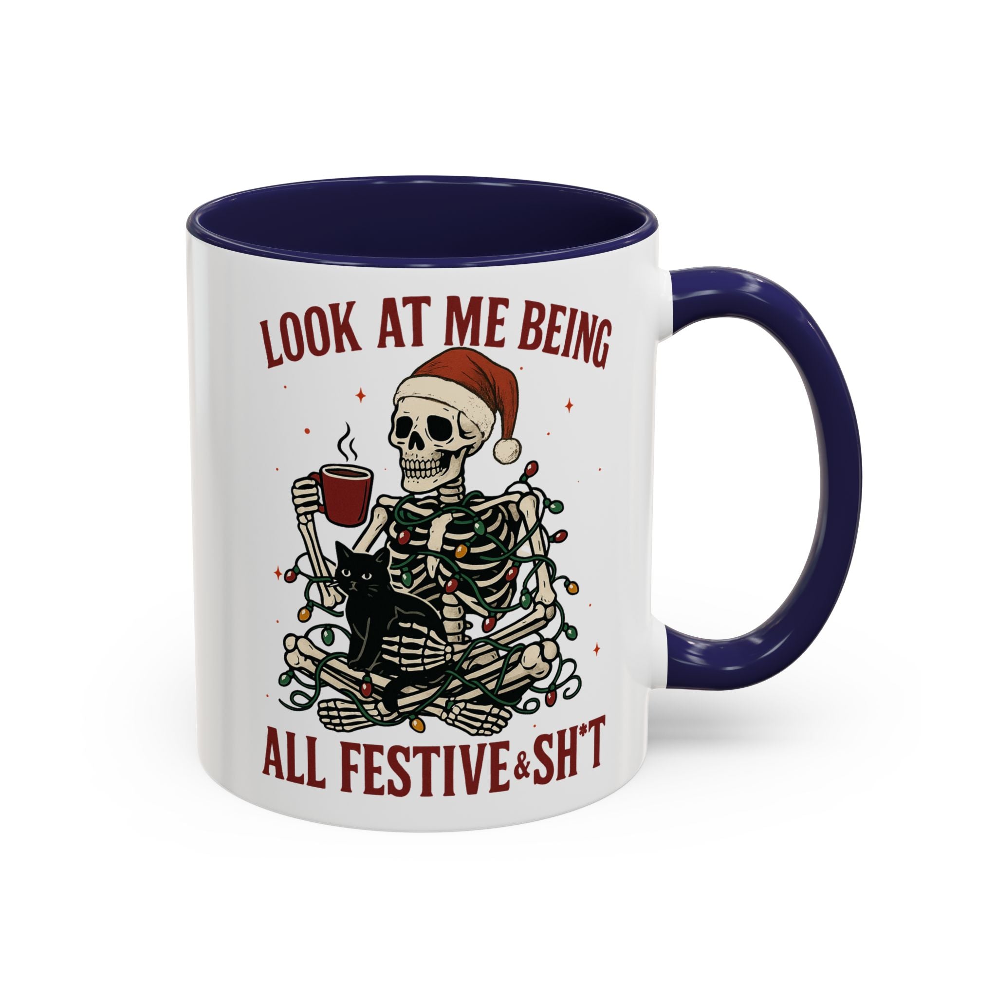 Festive Skeleton Christmas cheer winter Coffee Mug funny adult humor cup