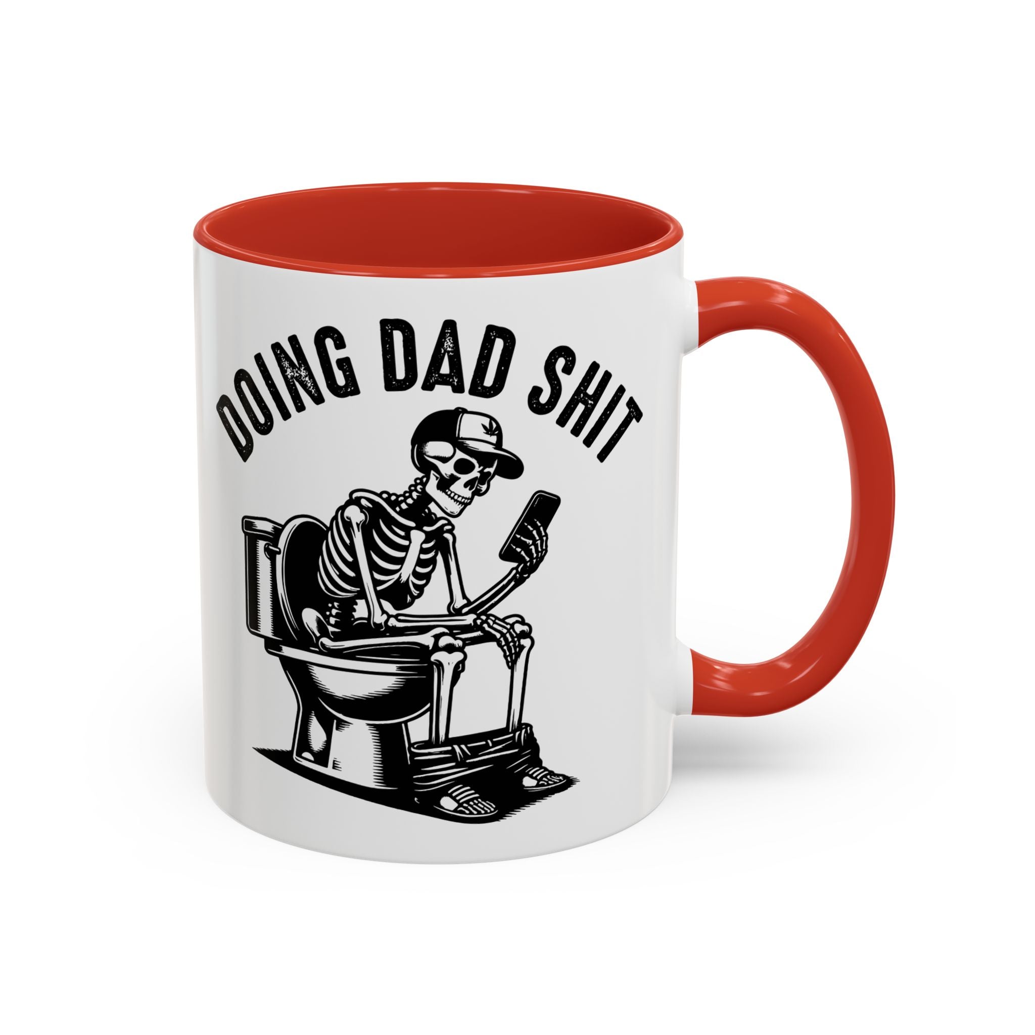 Doing Dad Shit Coffee Mug — Funny Skeleton Dad Toilet Humor Accent Mug