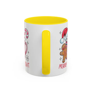 Festive Gingerbread Coffee Mug, Christmas Gift, Holiday Coffee Cup, Merry & Bright Mug, Winter Mug, Hot Chocolate Holder