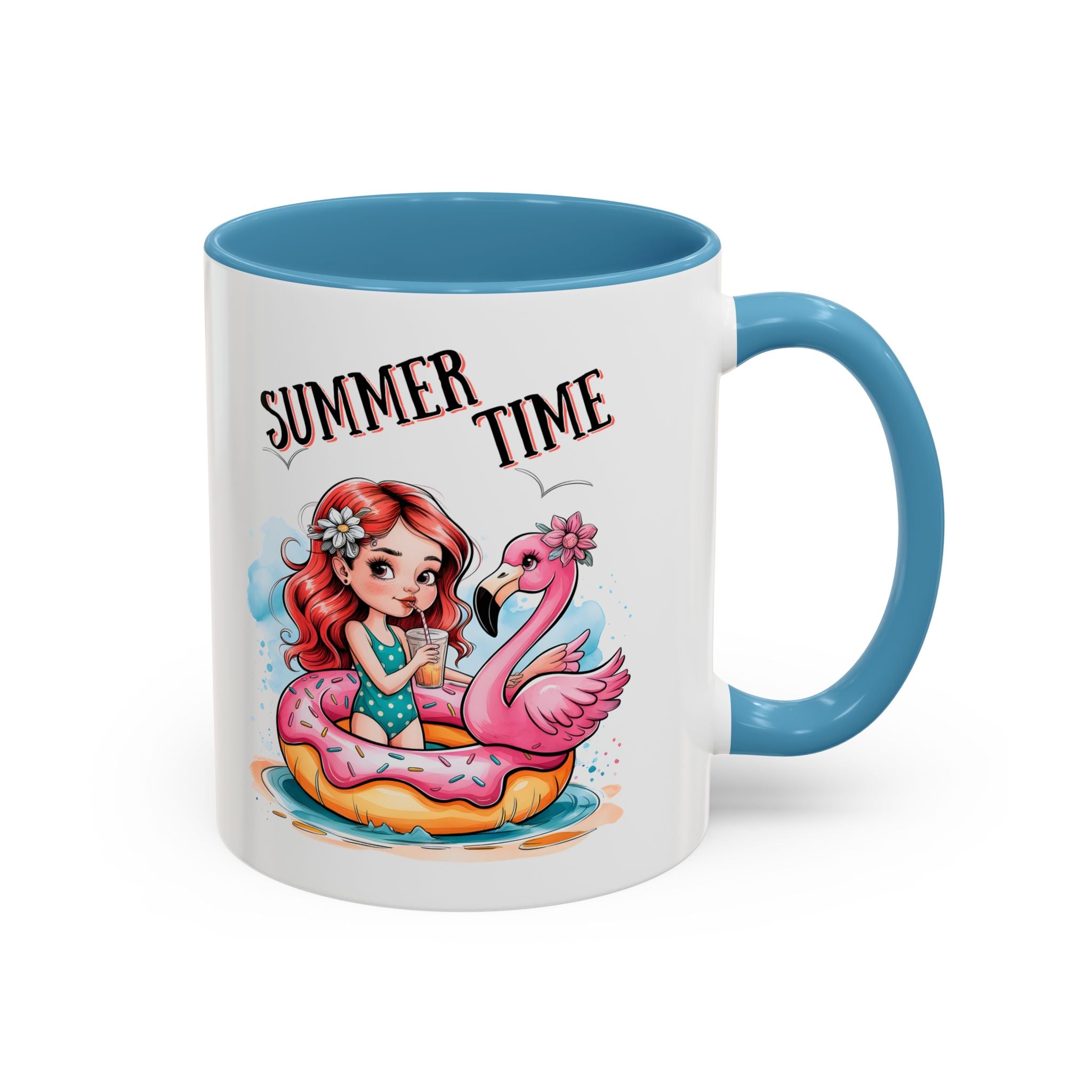 Summer Time Accent Coffee Mug - 11oz & 15oz funny cute girl floating