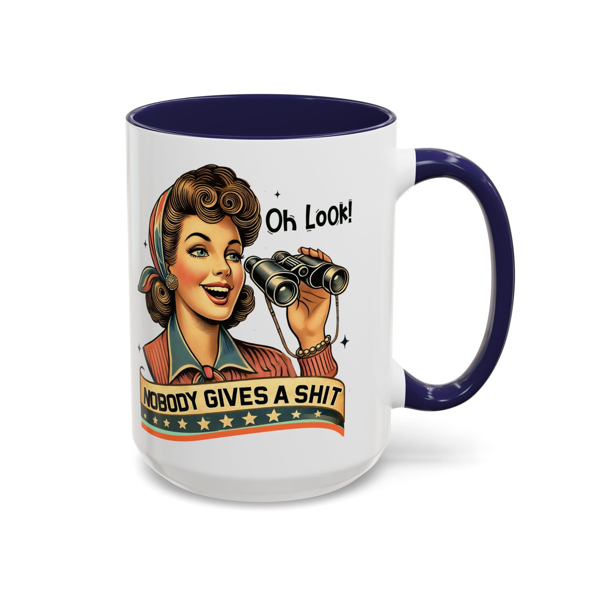 Nobody Gives a Shit Retro Coffee Mug — Funny Vintage Pin-Up Accent Mug (11/15oz)