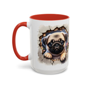Pug In A Wall Coffee Mug - Cozy Ceramic Cup for Dog Lovers - Cute Pet Gift for Birthdays, Anniversaries, and Holidays