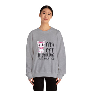 Cute Cat Lover Sweatshirt, My Cat Is Calling Crewneck, Animal Print Pullover, Pet Owner Gift, Cozy Sweatshirt for Cat Moms